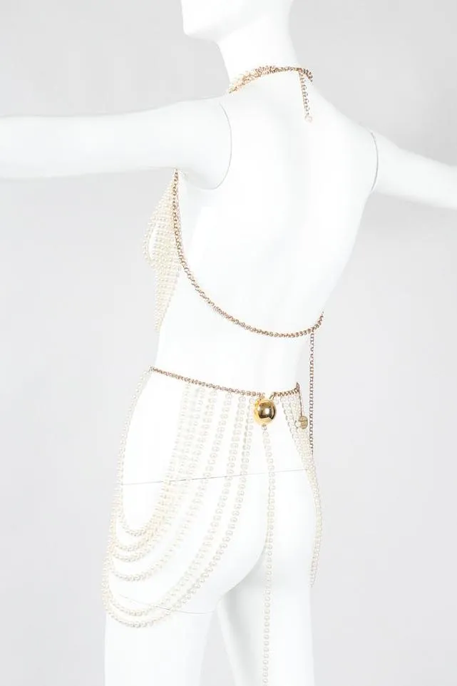 Bill Smith Pearl Bra & Skirt Bodychain Set