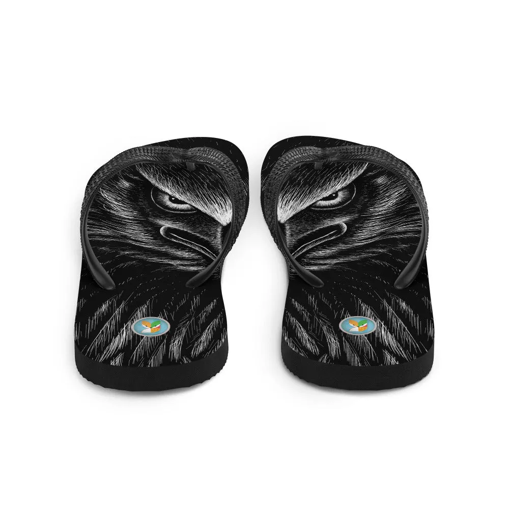 Black and White Eagle Sketch - Unisex Flip-Flops