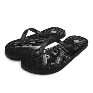 Black and White Eagle Sketch - Unisex Flip-Flops