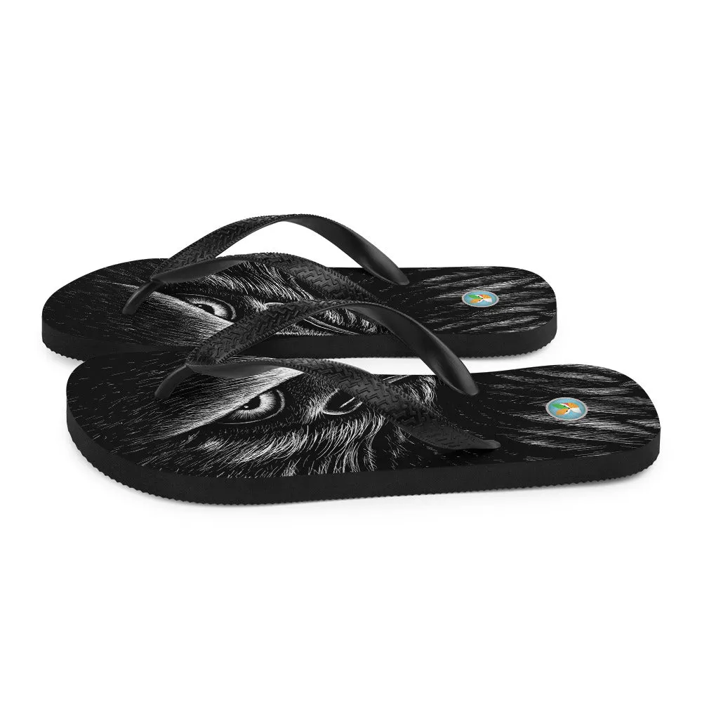Black and White Eagle Sketch - Unisex Flip-Flops