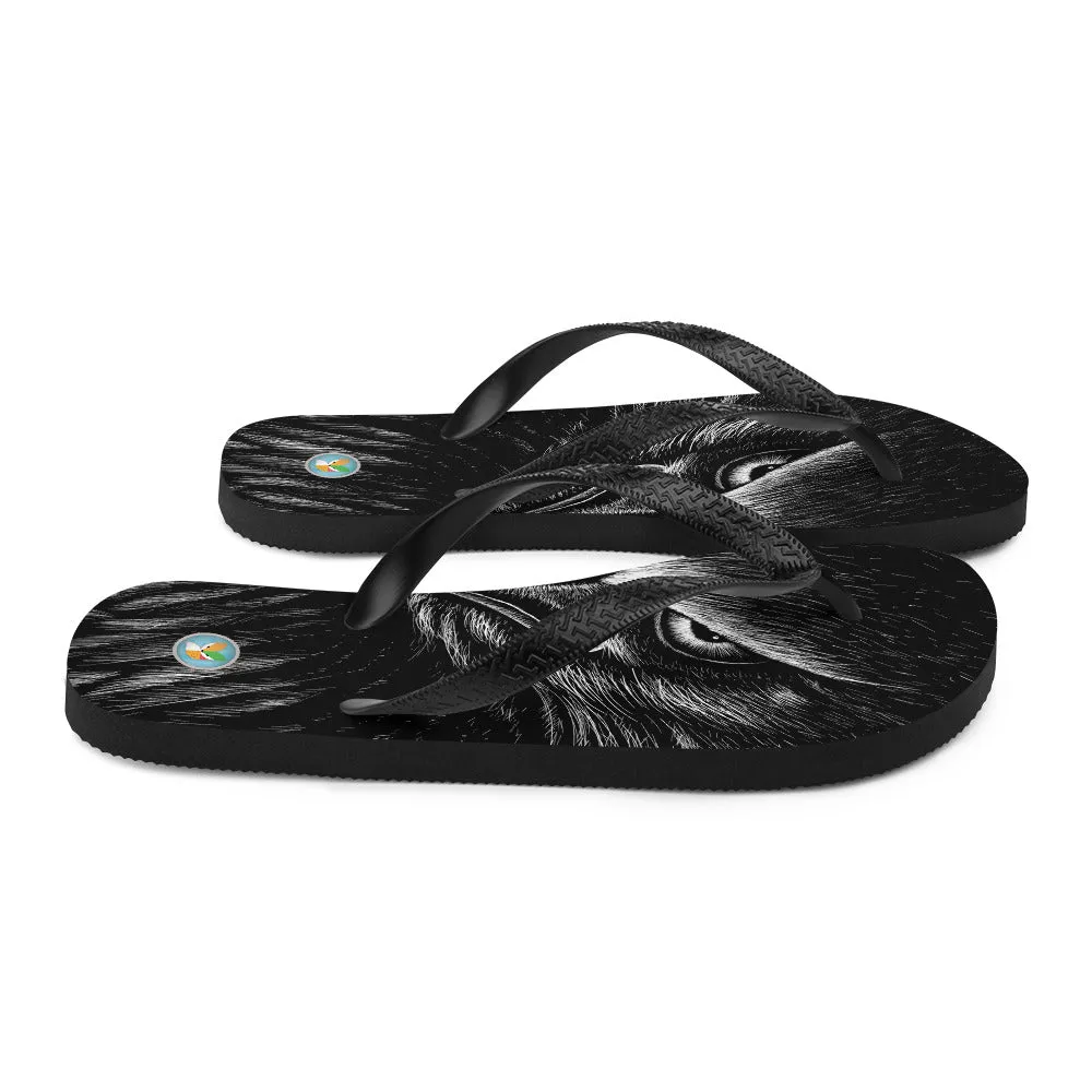 Black and White Eagle Sketch - Unisex Flip-Flops