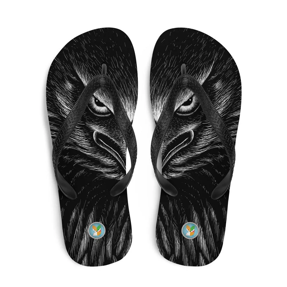 Black and White Eagle Sketch - Unisex Flip-Flops