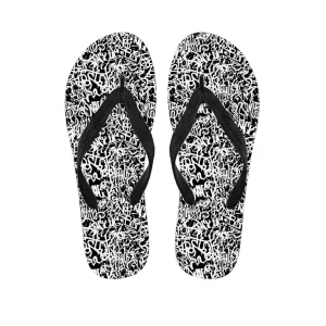Black and White Graffiti Pattern Hawaiian Flip Flops: The Perfect Summer Accessory
