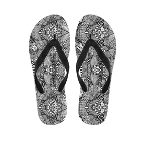 Black and White Zentangle Pattern Hawaiian Flip Flops for a Stylish Resort Look