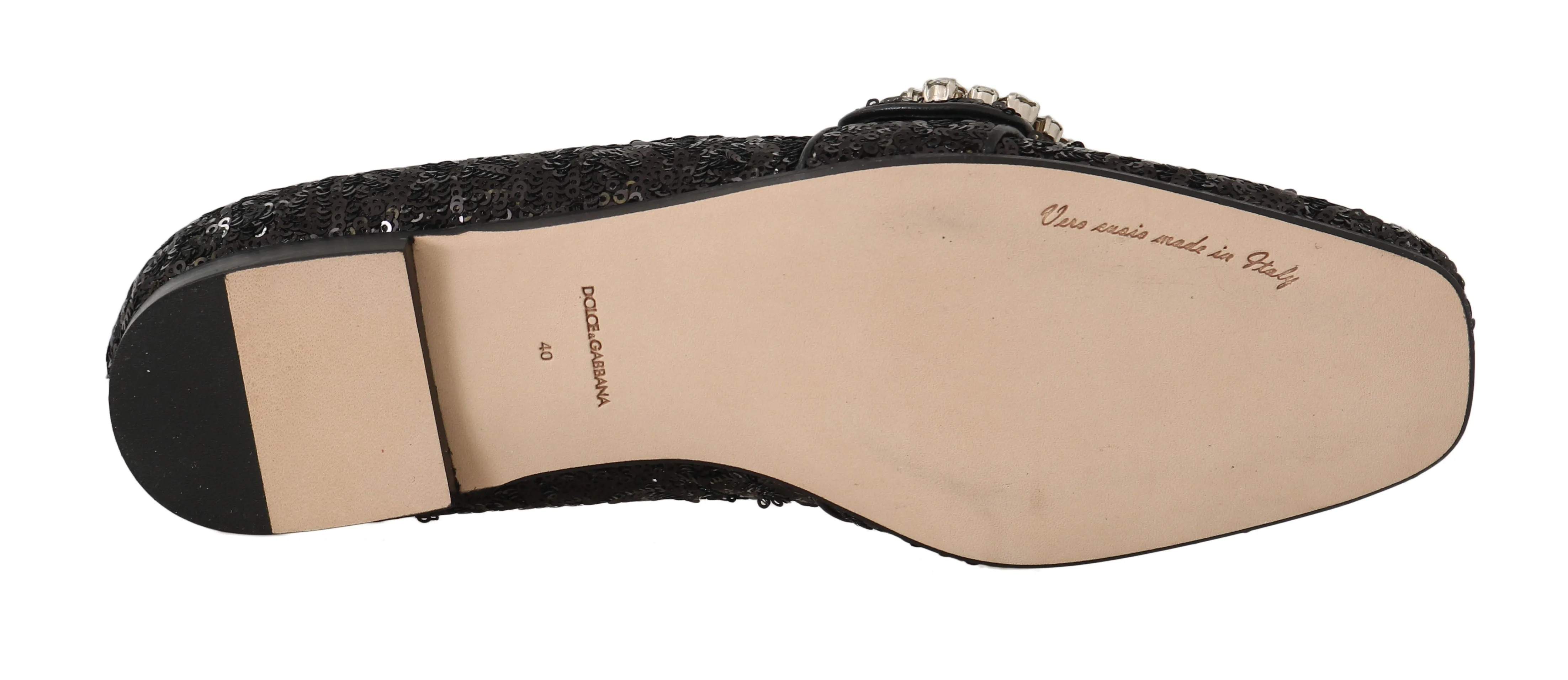 Black Sequined Flats Crystal Loafers Shoes