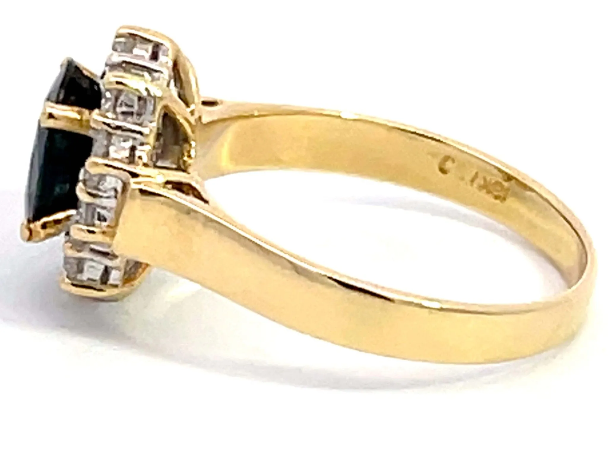 Blue Sapphire Diamond Halo Ring in 18k Yellow Gold