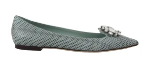 Blue Snakeskin Ayers Crystal Loafers