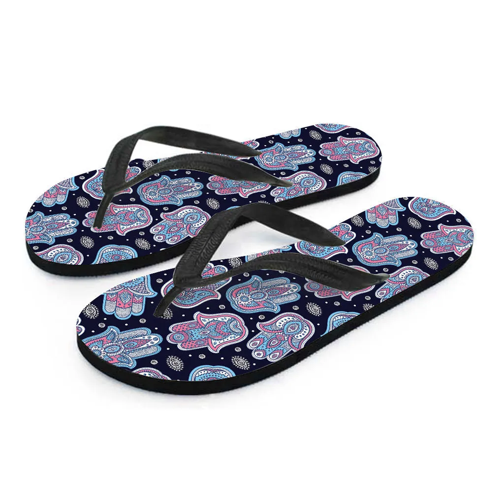 Boho Hamsa Pattern Hawaiian Flip Flops: Embrace Island Style