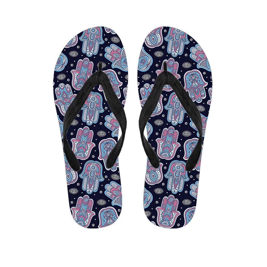 Boho Hamsa Pattern Hawaiian Flip Flops: Embrace Island Style
