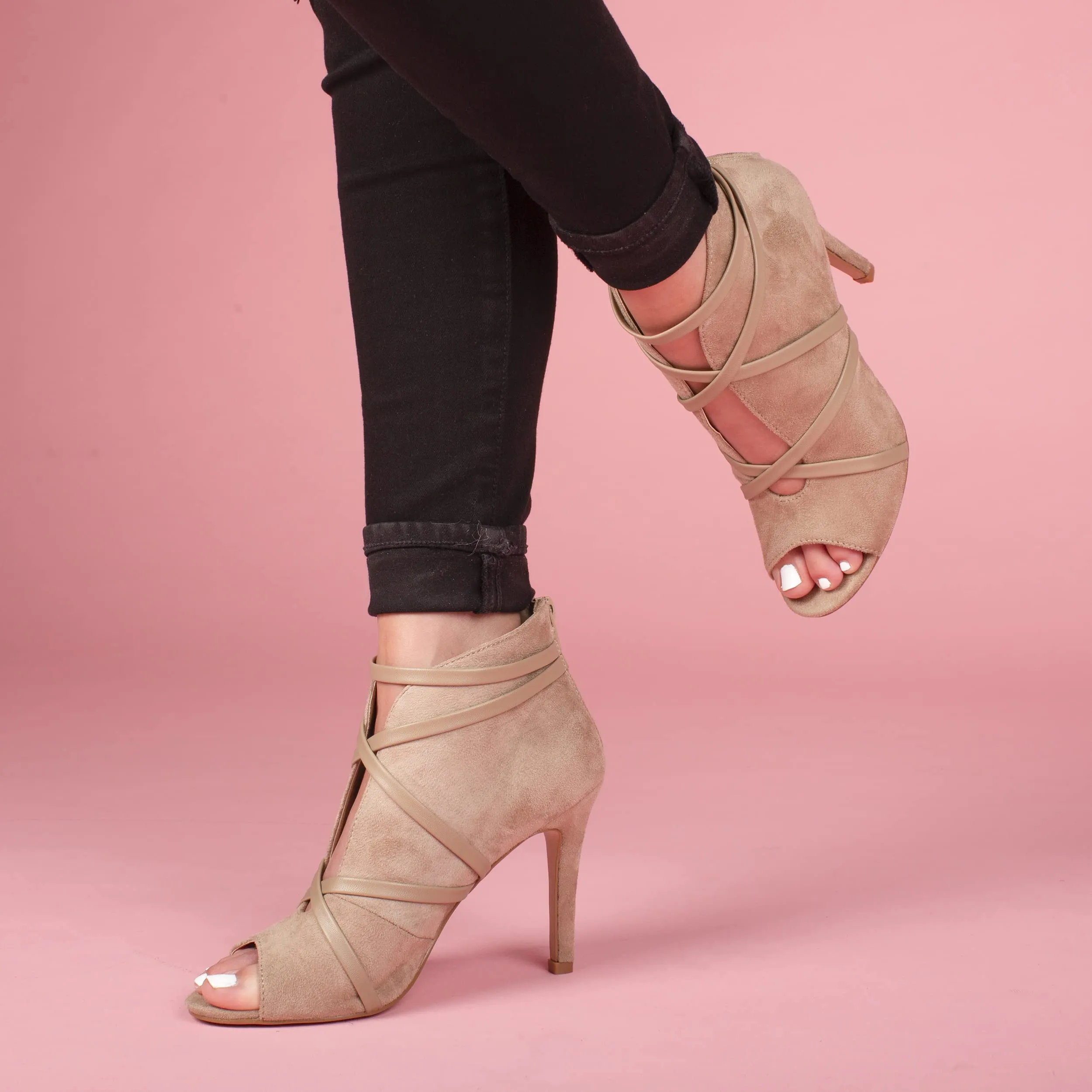 Brinley Co. Womens Center Cutout Bootie Taupe, 8 Regular US