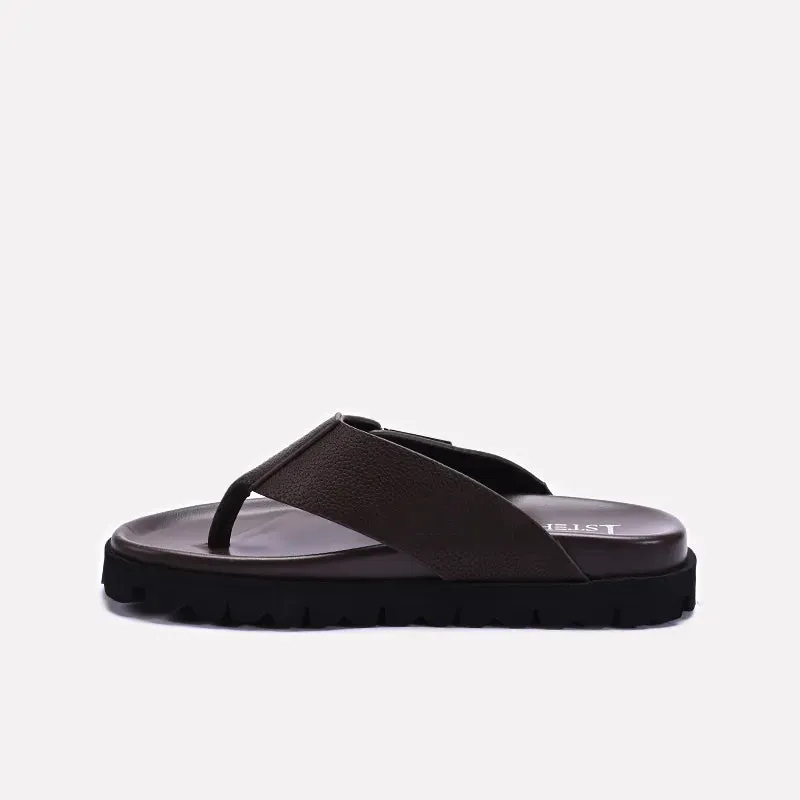 Brown Casual Flip Flops Mens 0151091