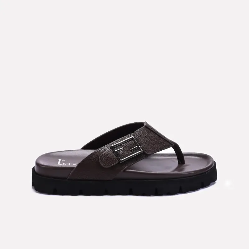 Brown Casual Flip Flops Mens 0151091