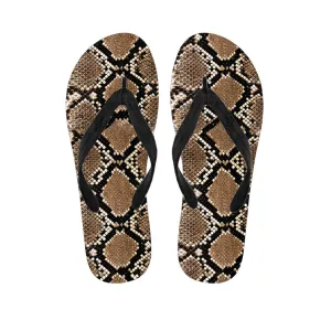 Brown Python Snakeskin Print Hawaiian Flip Flops: Complete Your Island Outfit