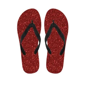 Burgundy Bliss: Not Real Glitter Print Flip Flops for the Free-Spirited Hippie