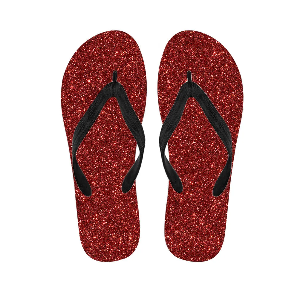 Burgundy Bliss: Not Real Glitter Print Flip Flops for the Free-Spirited Hippie