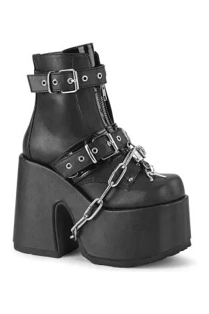CAMEL-205 Ankle Boot | Black Faux Leather