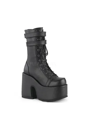 CAMEL-250 Demonia Ankle Boot | Black Faux Leather