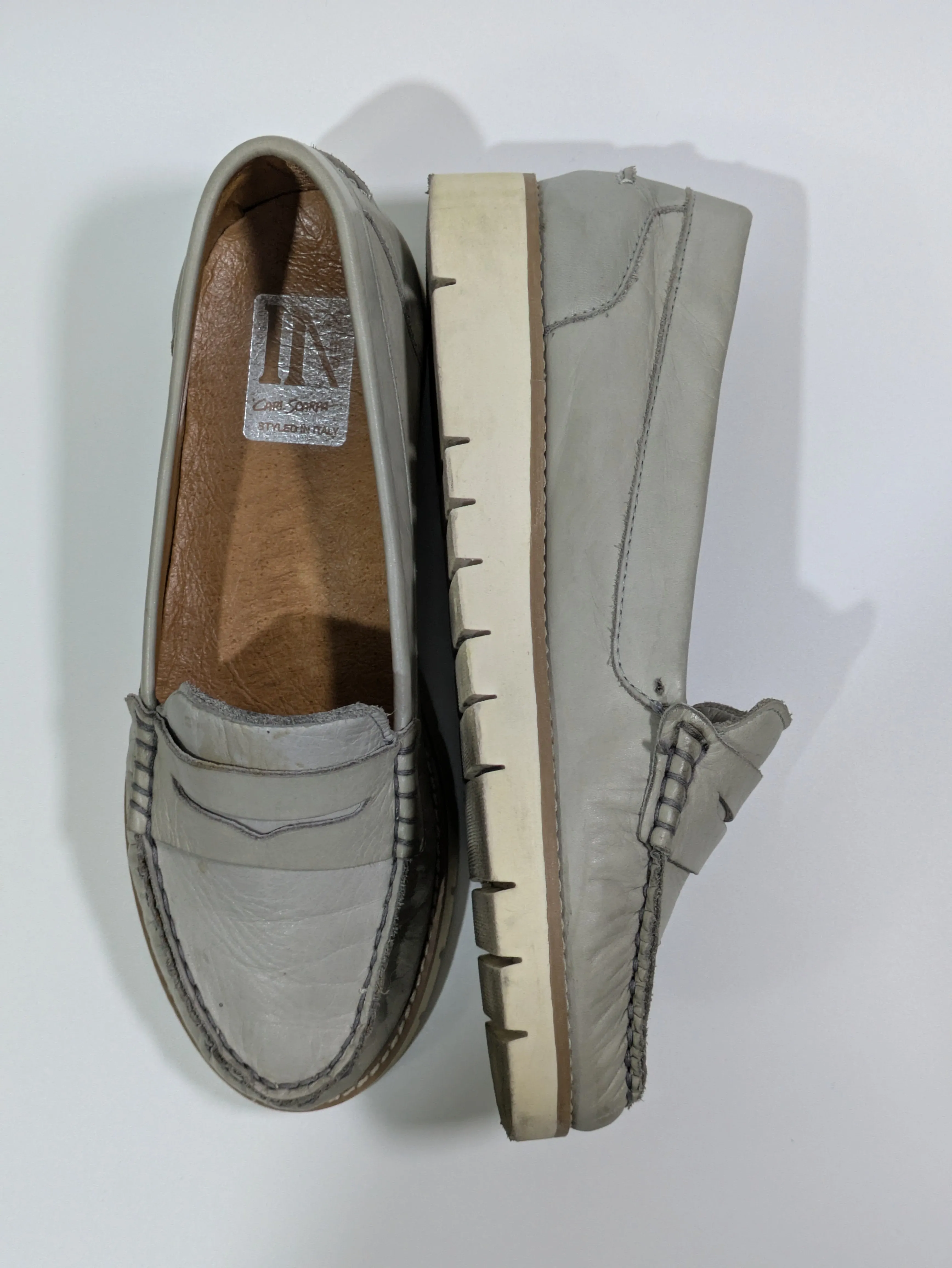Carl Scarpa Lucentia Grey Leather Wedge Loafers – UK 5 / EU 38 / US 7