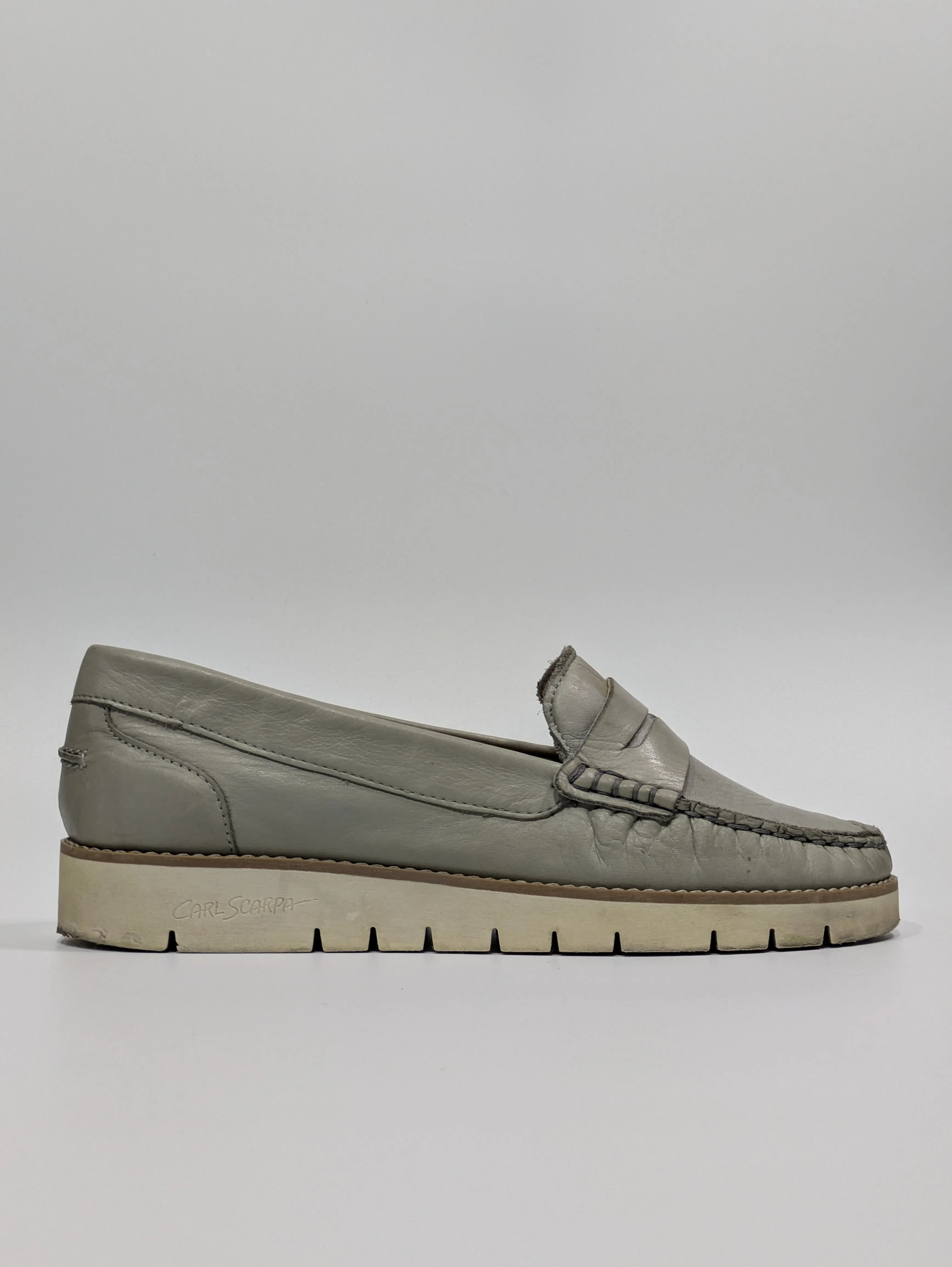 Carl Scarpa Lucentia Grey Leather Wedge Loafers – UK 5 / EU 38 / US 7