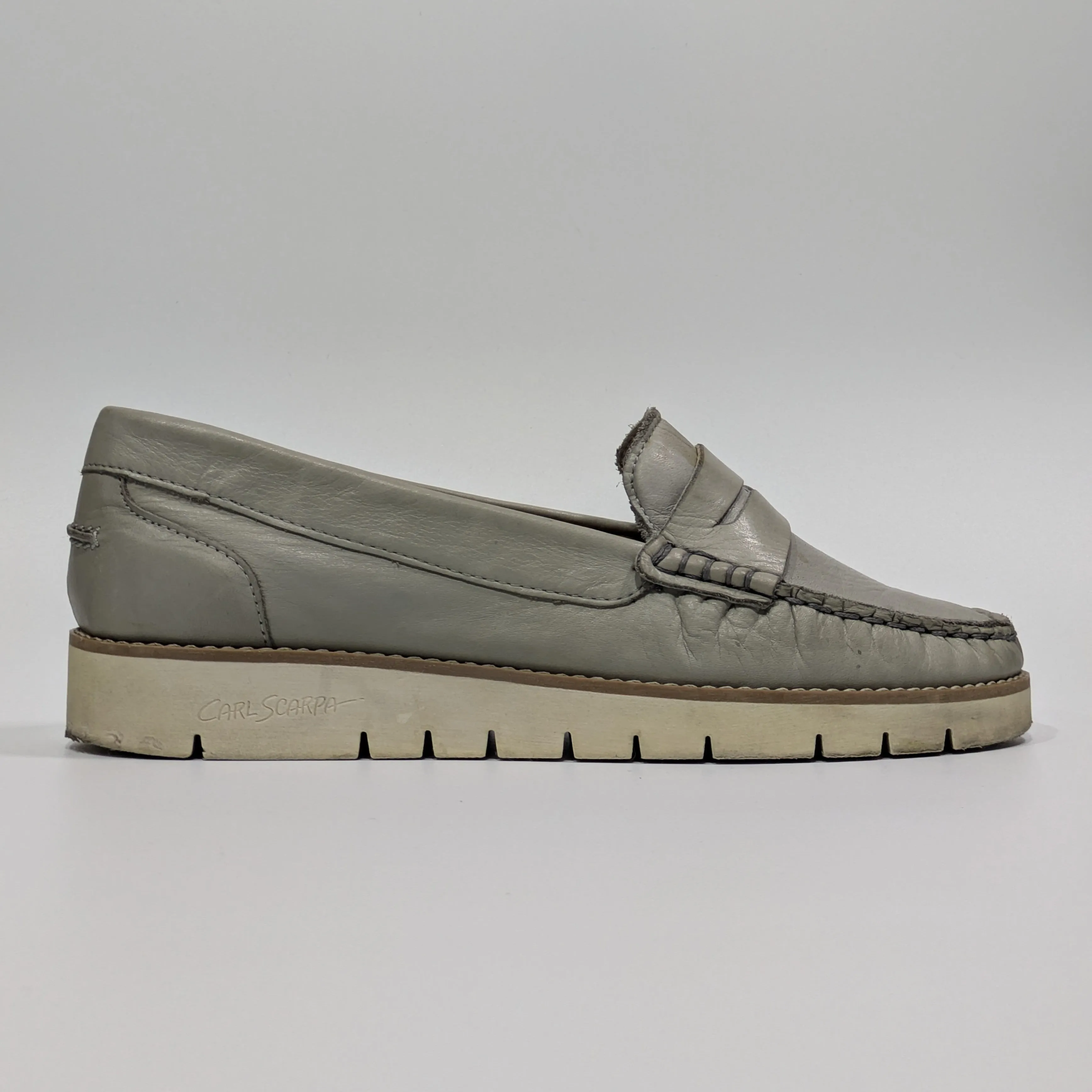 Carl Scarpa Lucentia Grey Leather Wedge Loafers – UK 5 / EU 38 / US 7