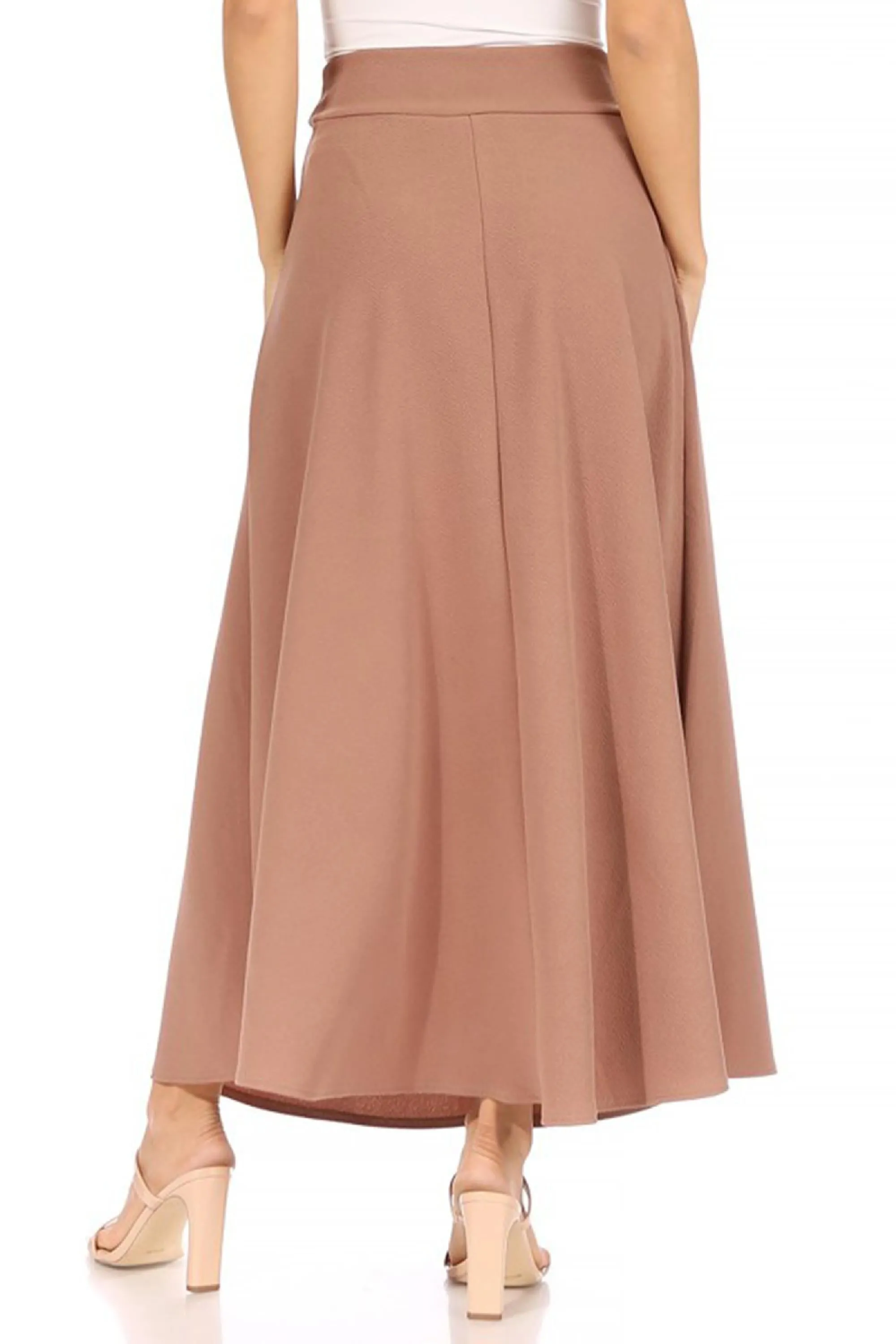 Casual Solid Flare A-line Long Skirt with Elastic Waistband S5001 $10Each