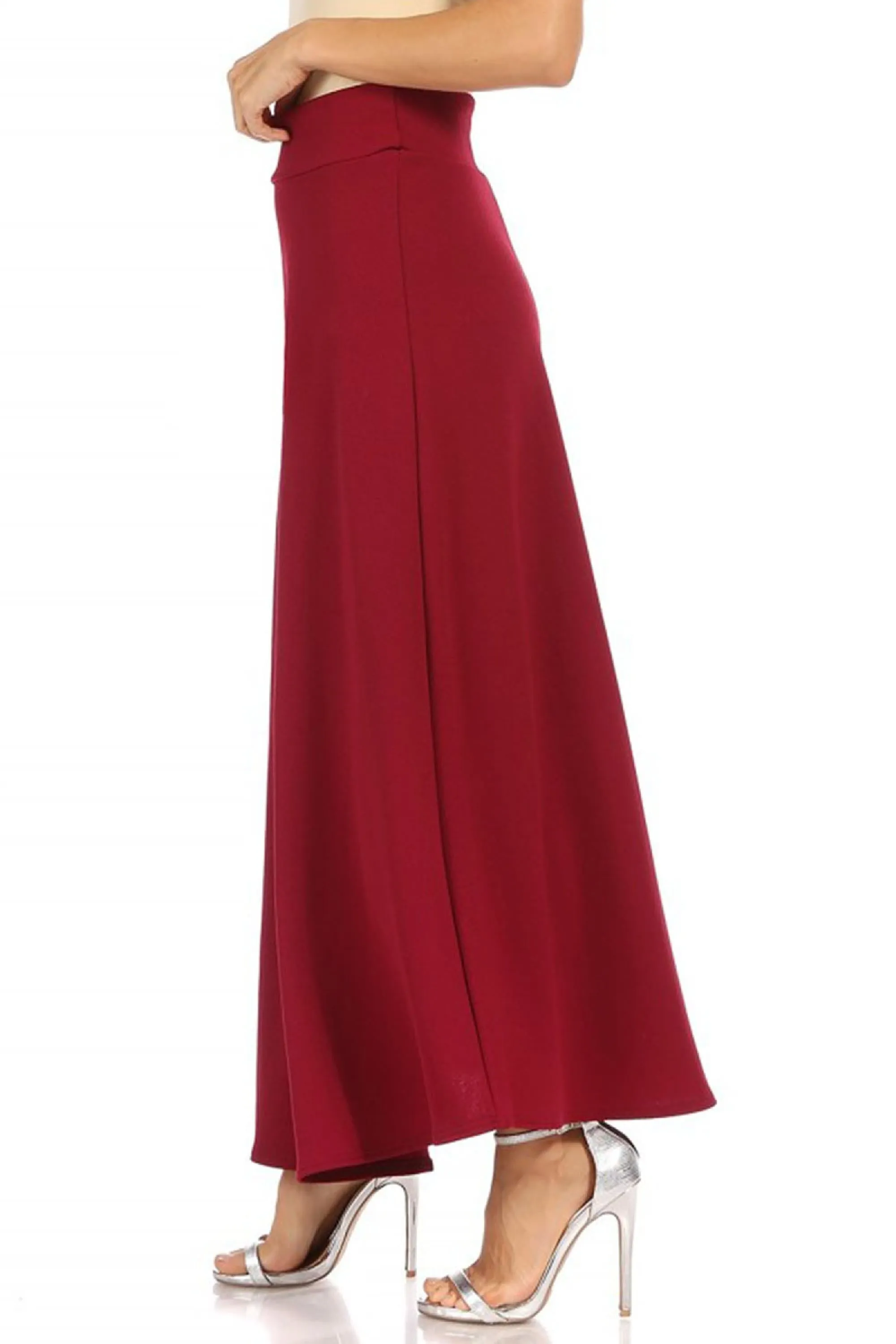 Casual Solid Flare A-line Long Skirt with Elastic Waistband S5001 $10Each