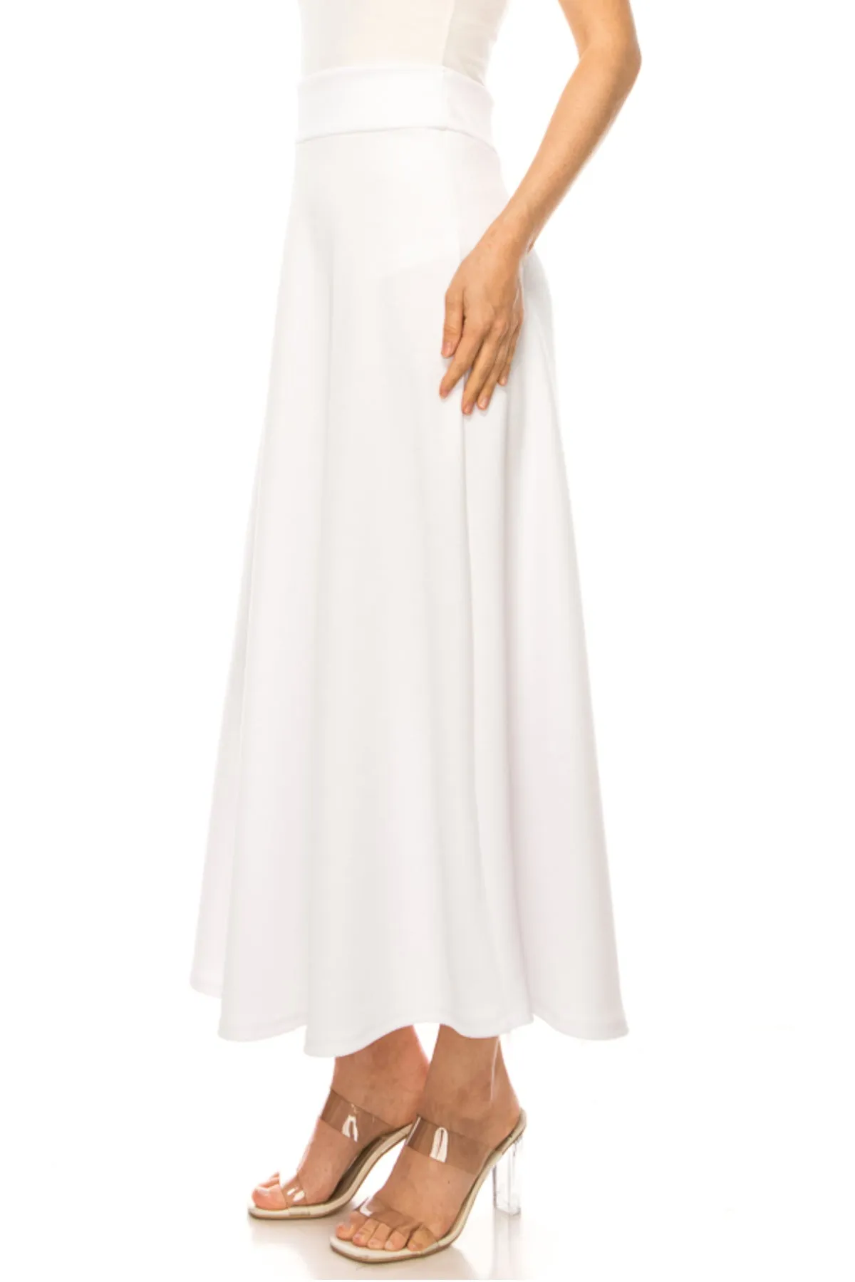 Casual Solid Flare A-line Long Skirt with Elastic Waistband S5001 $10Each