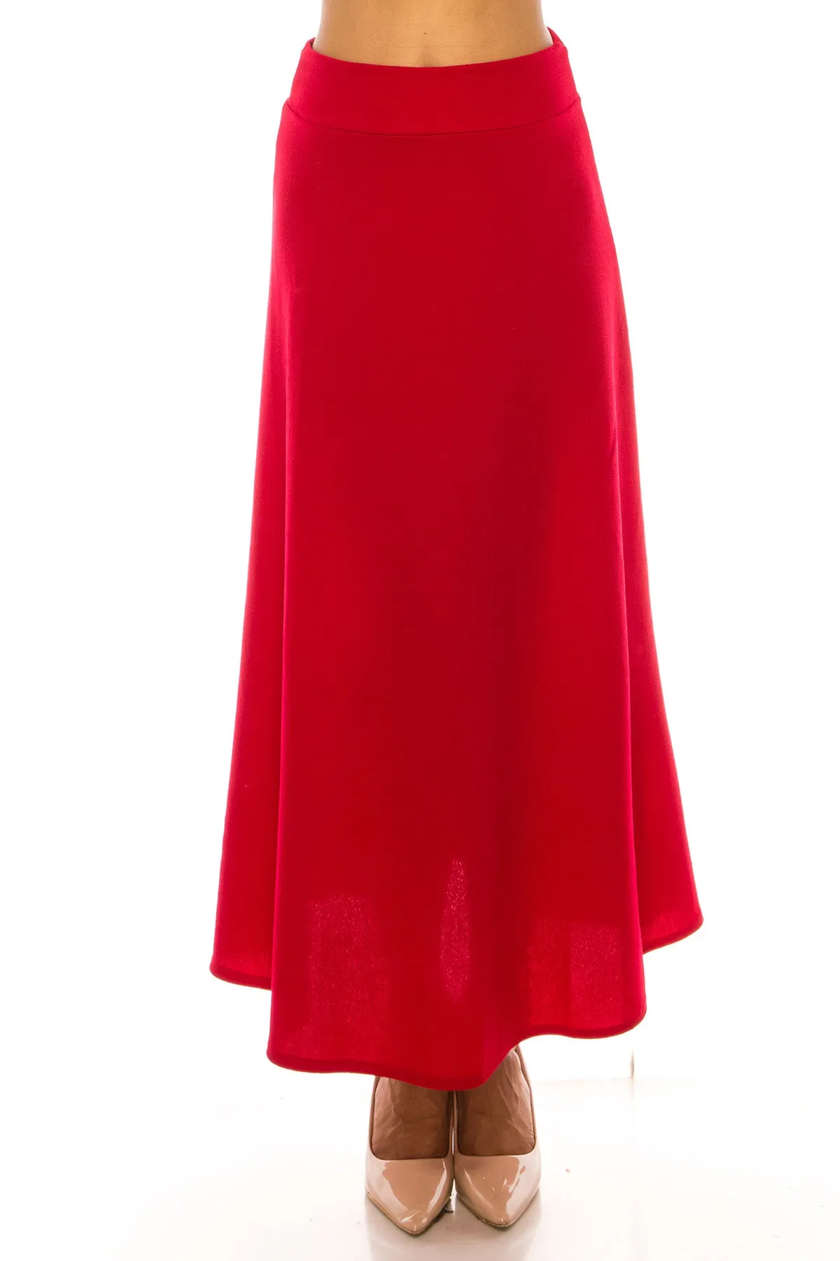 Casual Solid Flare A-line Long Skirt with Elastic Waistband S5001 $10Each