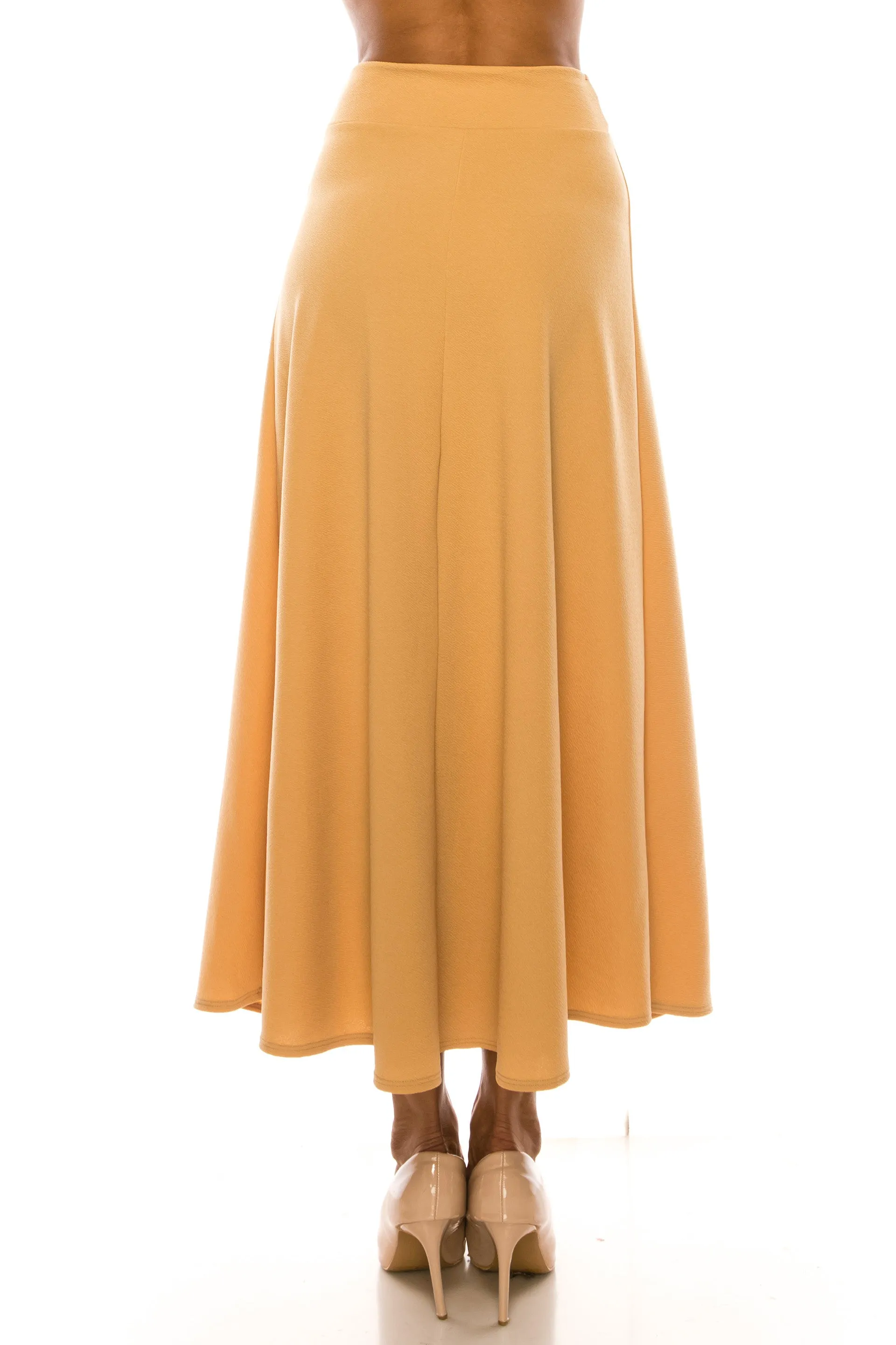 Casual Solid Flare A-line Long Skirt with Elastic Waistband S5001 $10Each