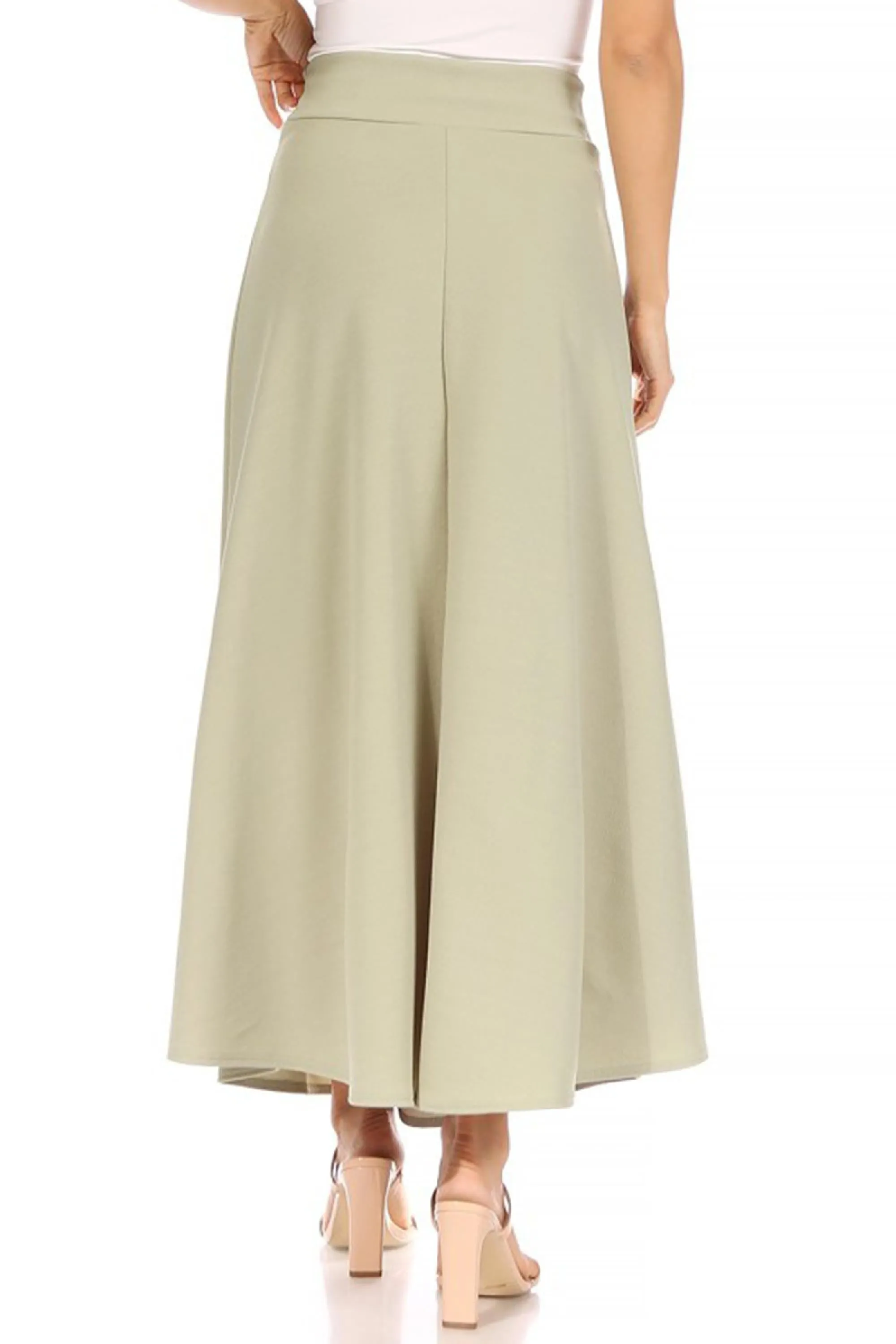 Casual Solid Flare A-line Long Skirt with Elastic Waistband S5001 $10Each
