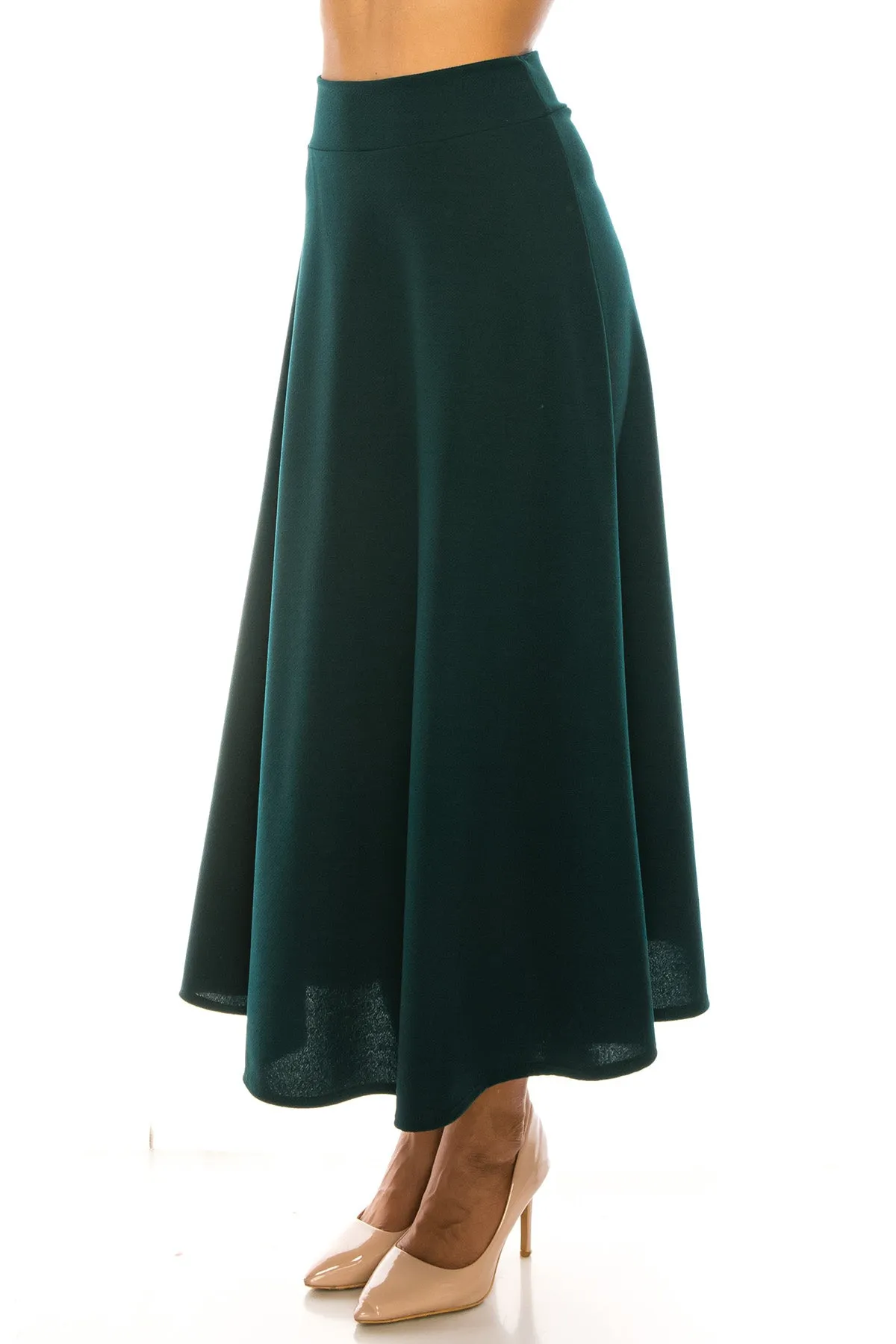 Casual Solid Flare A-line Long Skirt with Elastic Waistband S5001 $10Each