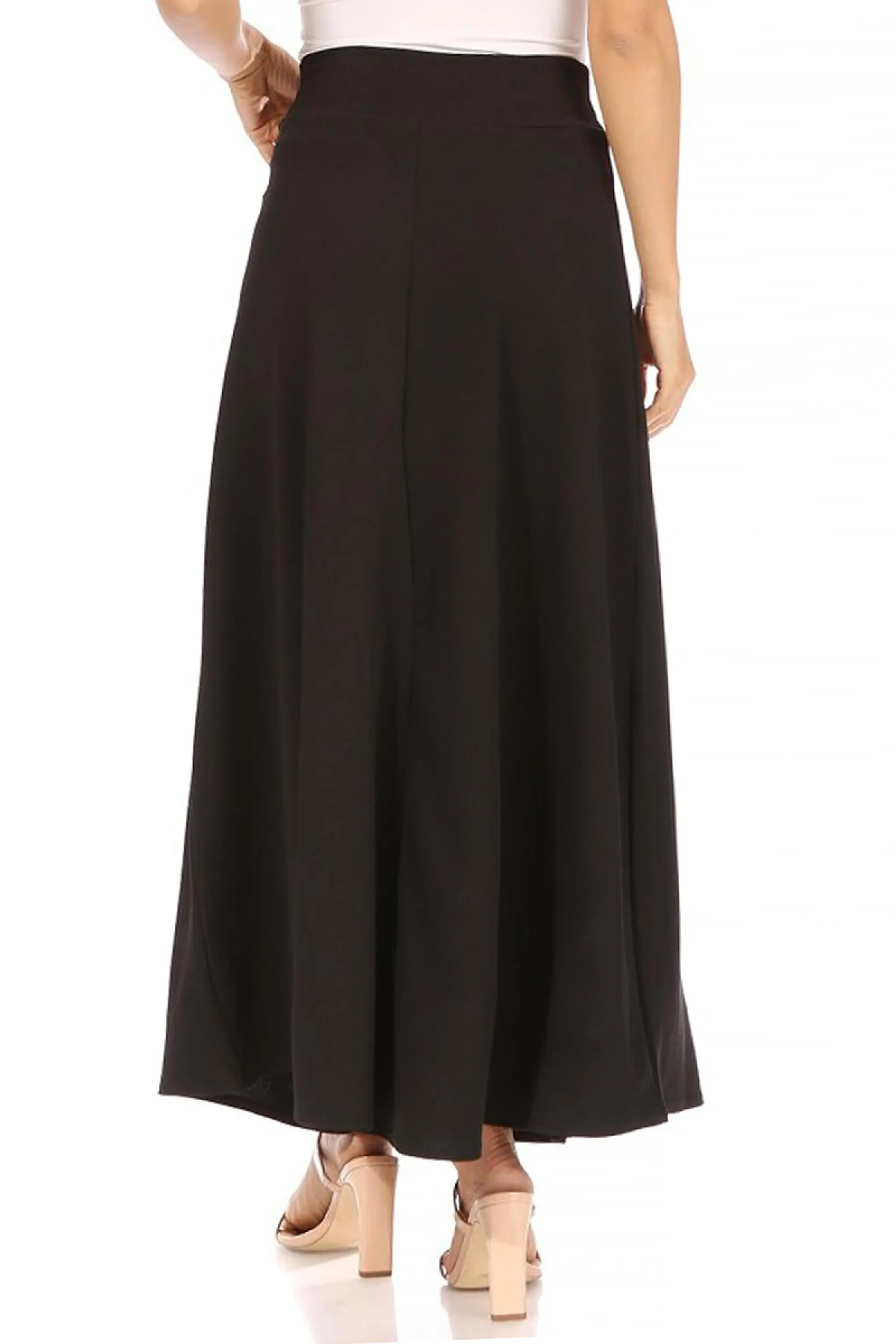 Casual Solid Flare A-line Long Skirt with Elastic Waistband S5001 $10Each