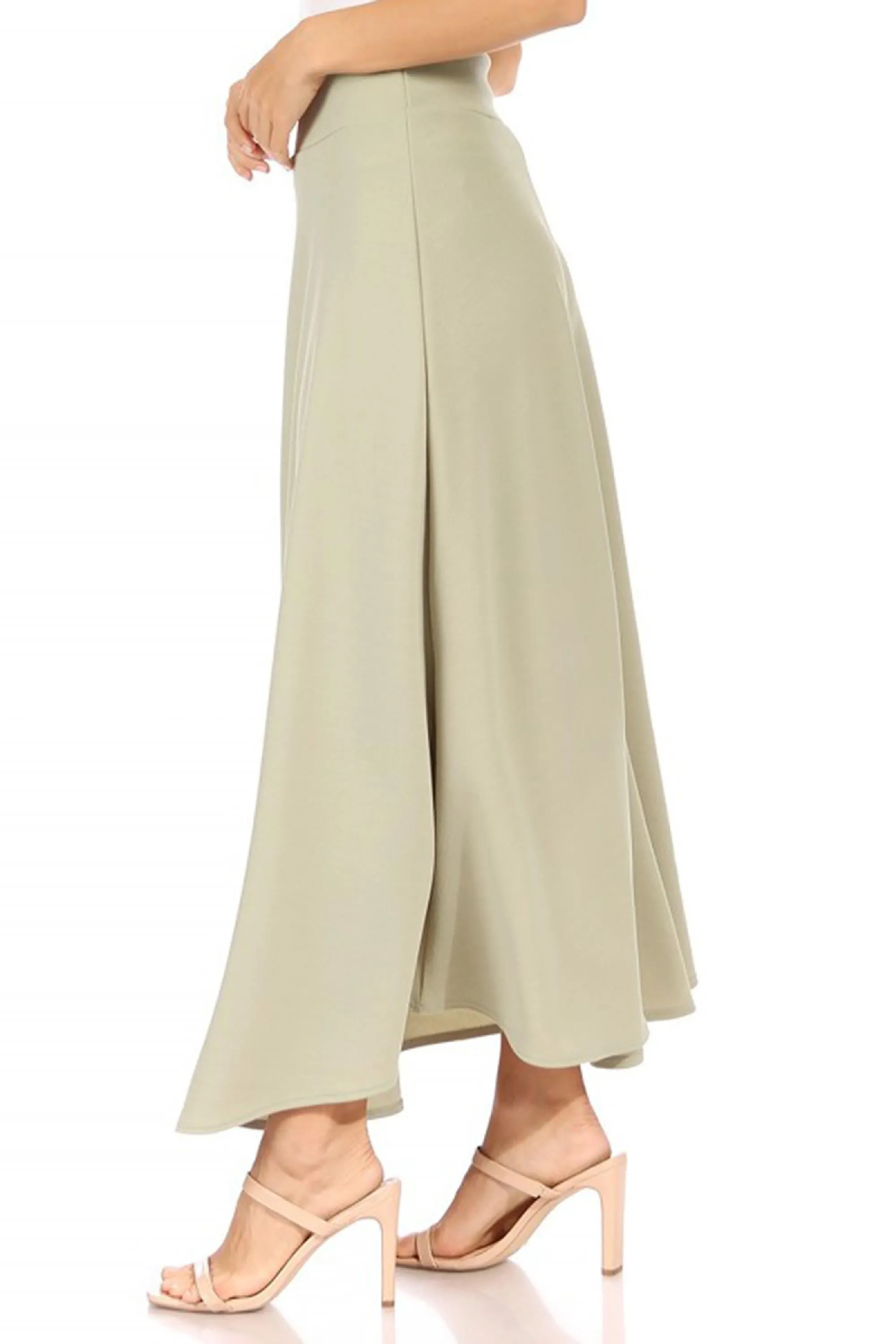 Casual Solid Flare A-line Long Skirt with Elastic Waistband S5001 $10Each