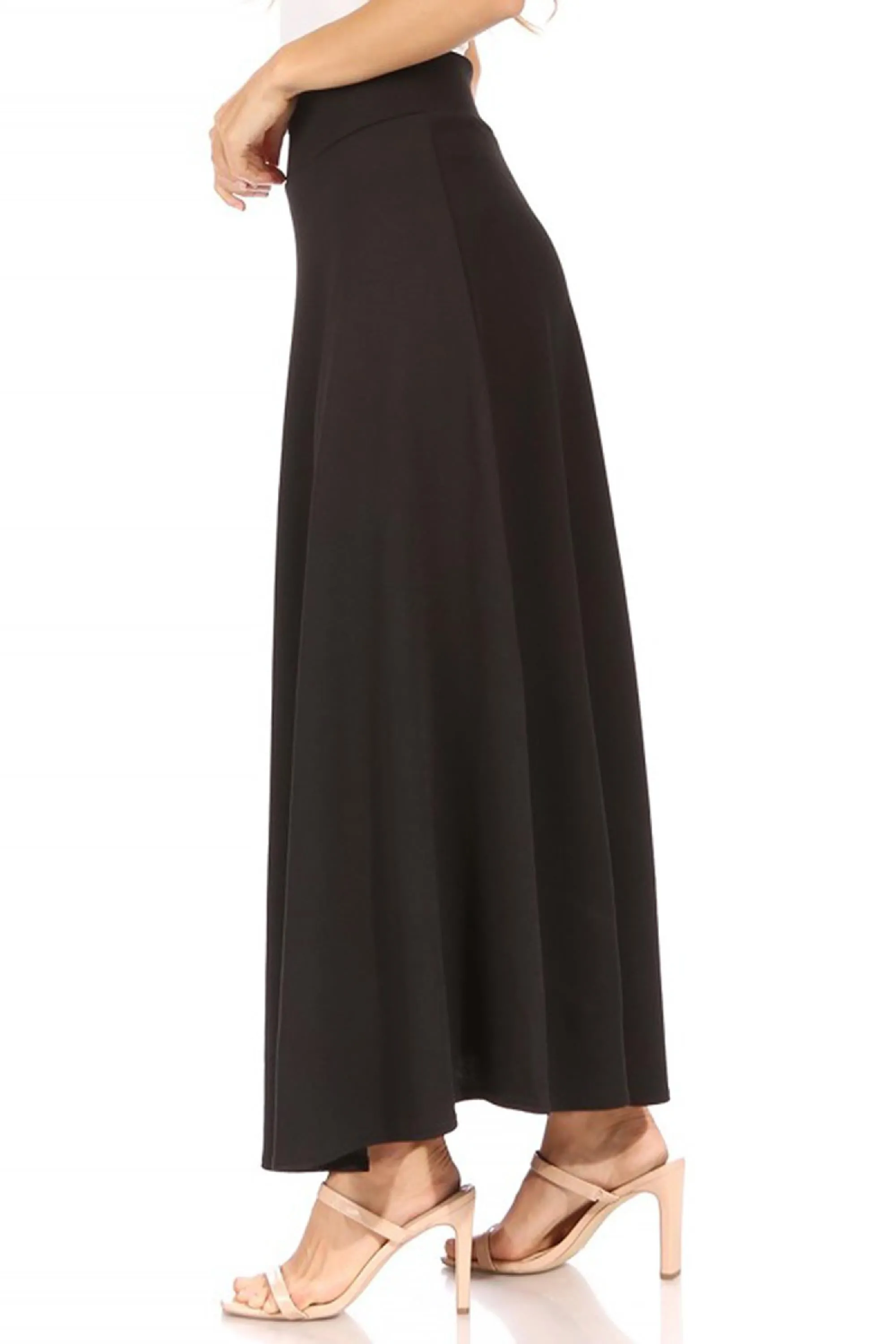 Casual Solid Flare A-line Long Skirt with Elastic Waistband S5001 $10Each