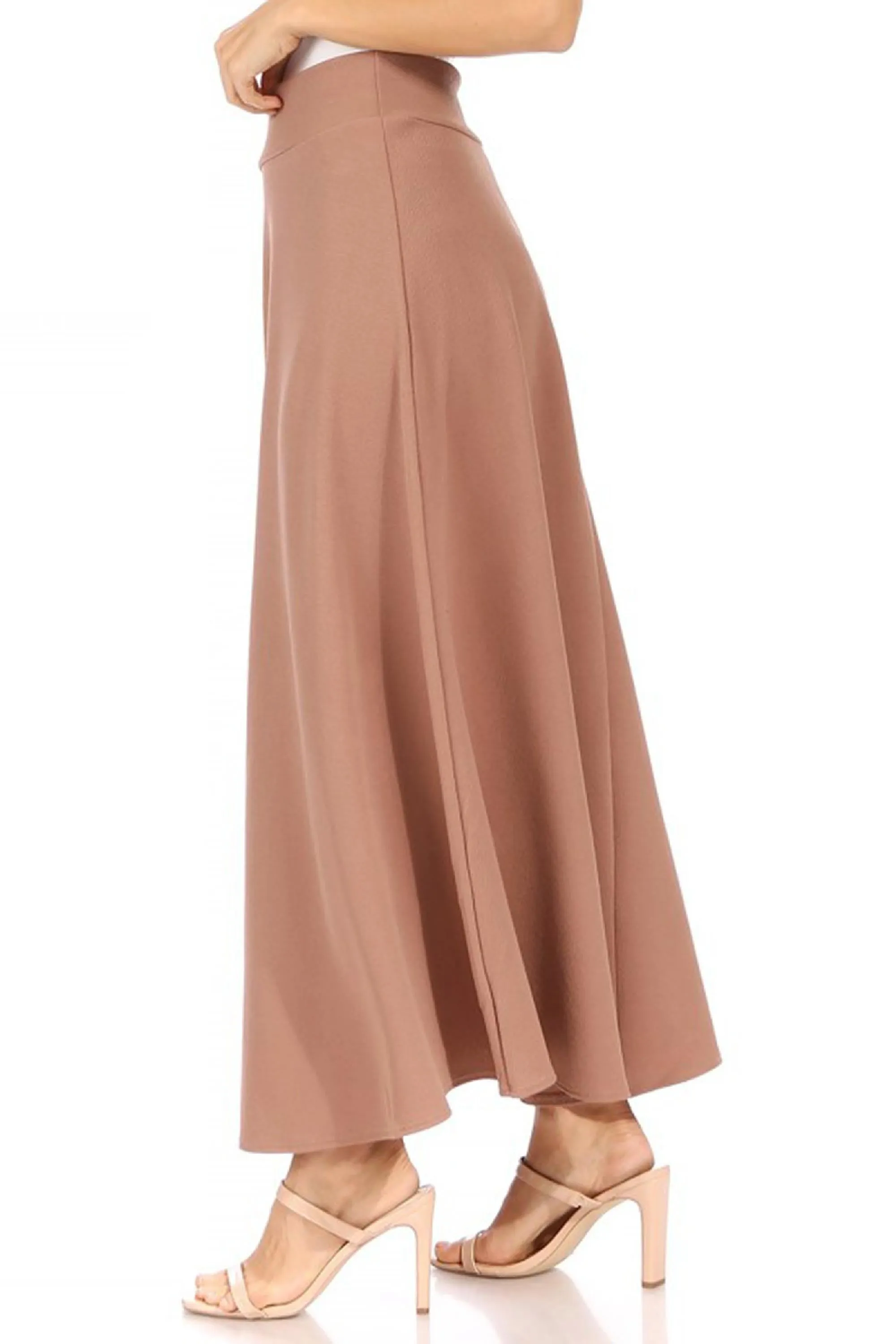 Casual Solid Flare A-line Long Skirt with Elastic Waistband S5001 $10Each