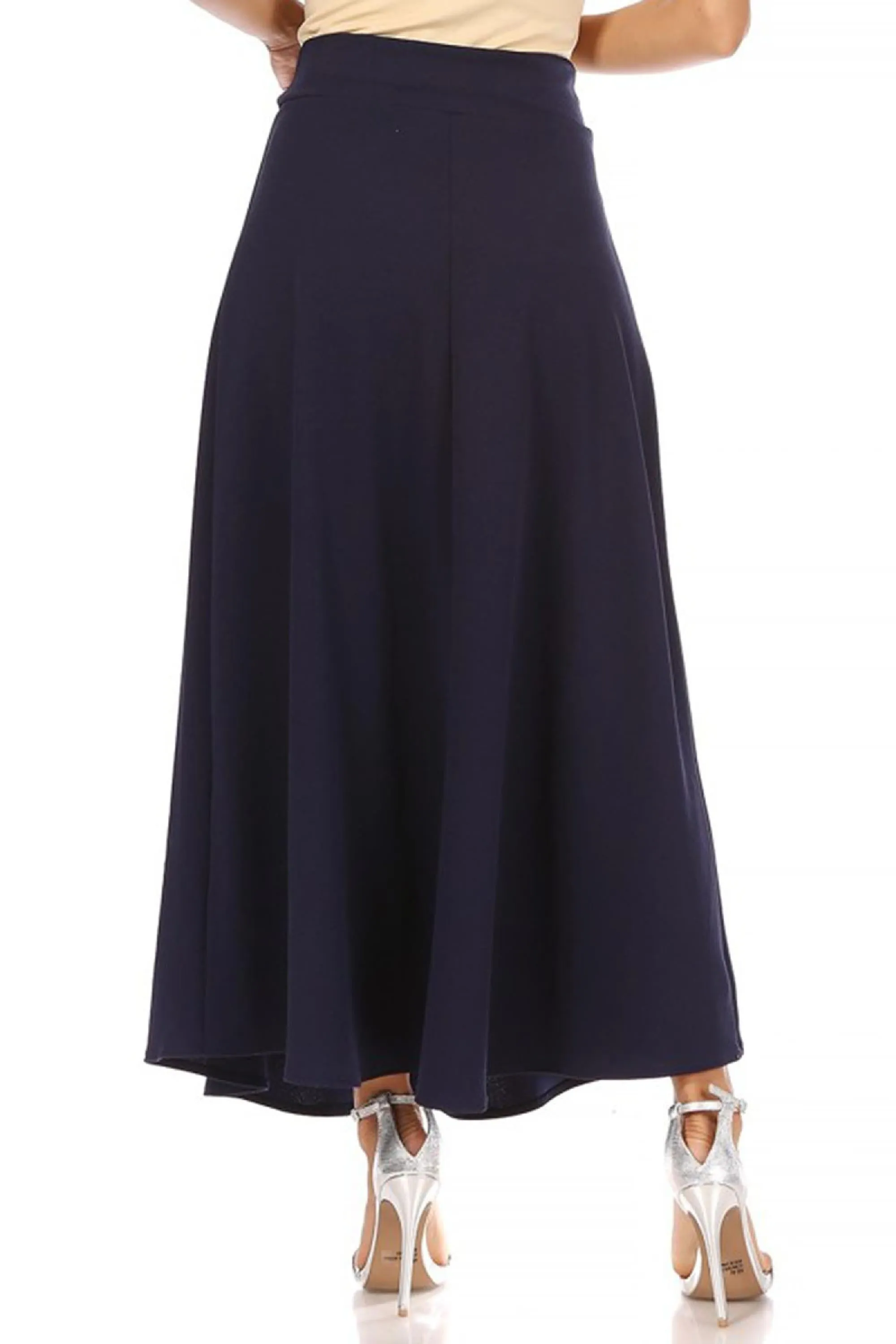 Casual Solid Flare A-line Long Skirt with Elastic Waistband S5001 $10Each