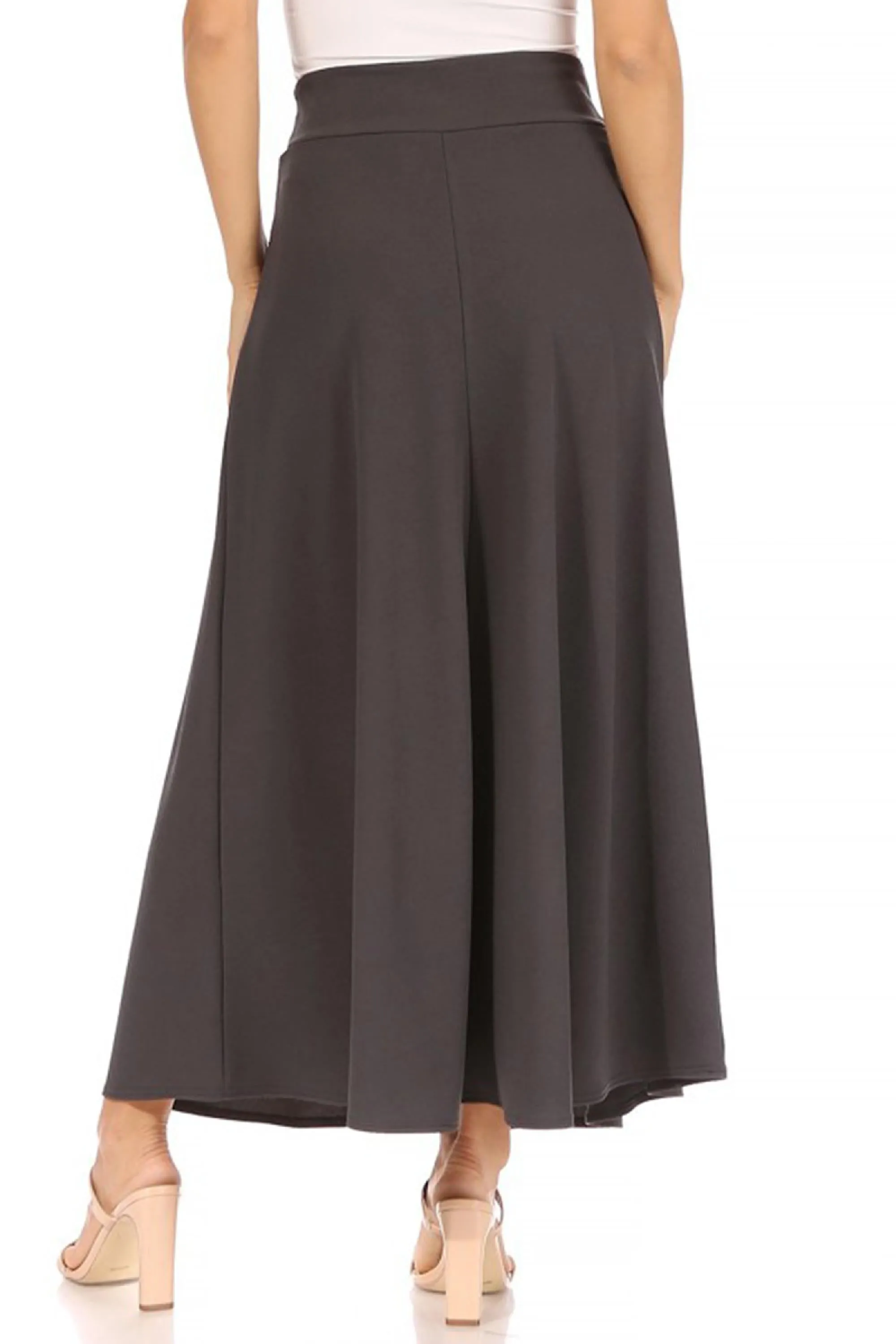Casual Solid Flare A-line Long Skirt with Elastic Waistband S5001 $10Each