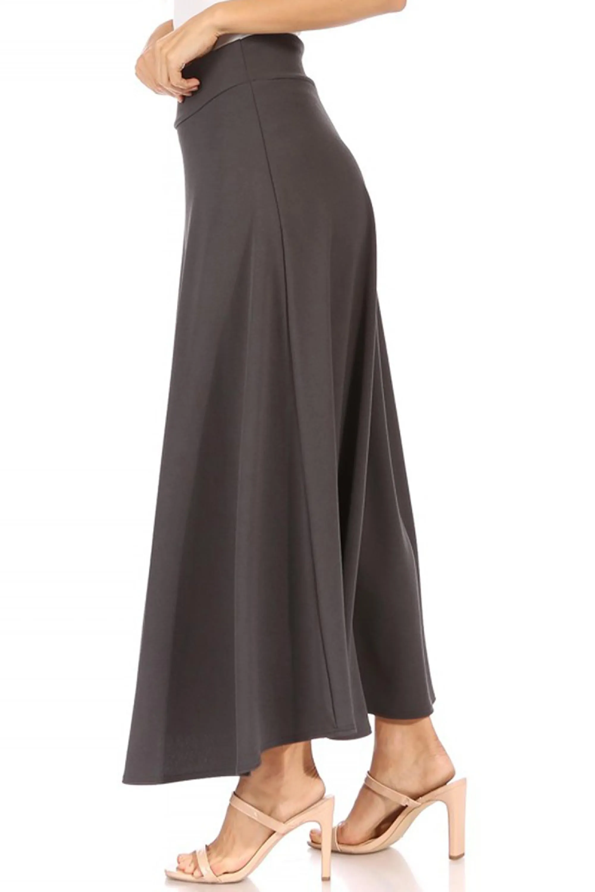 Casual Solid Flare A-line Long Skirt with Elastic Waistband S5001 $10Each