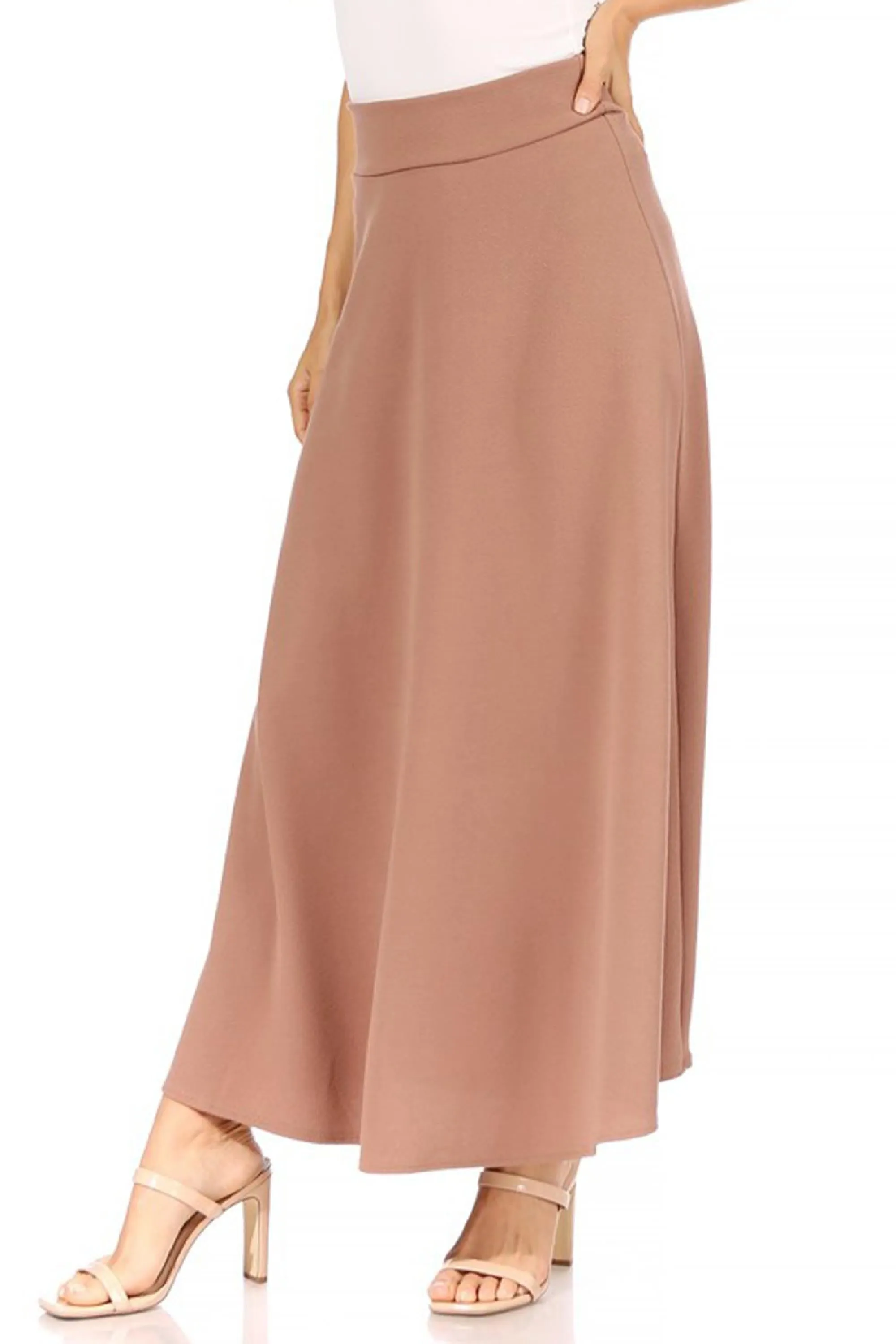 Casual Solid Flare A-line Long Skirt with Elastic Waistband S5001 $10Each