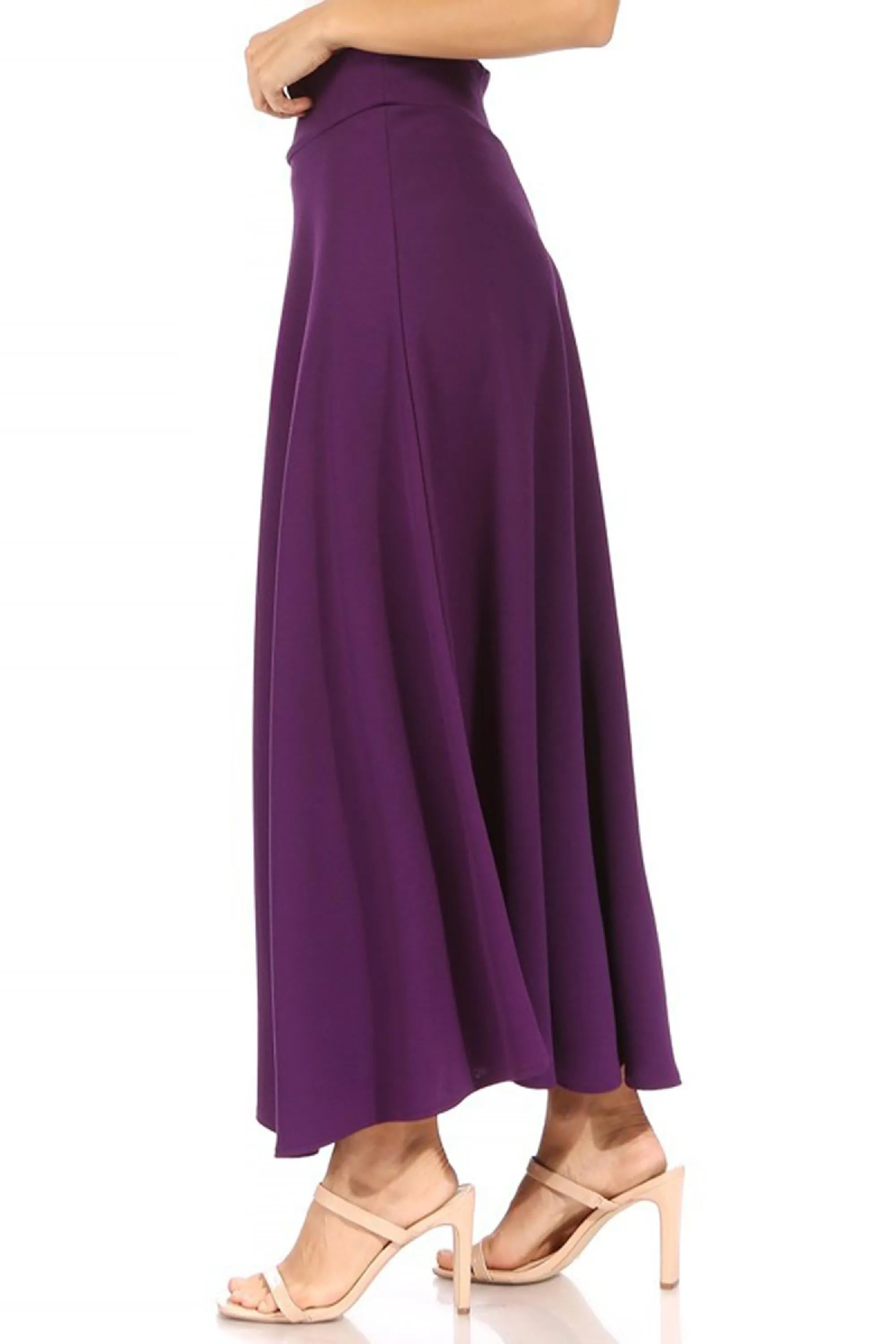 Casual Solid Flare A-line Long Skirt with Elastic Waistband S5001 $10Each