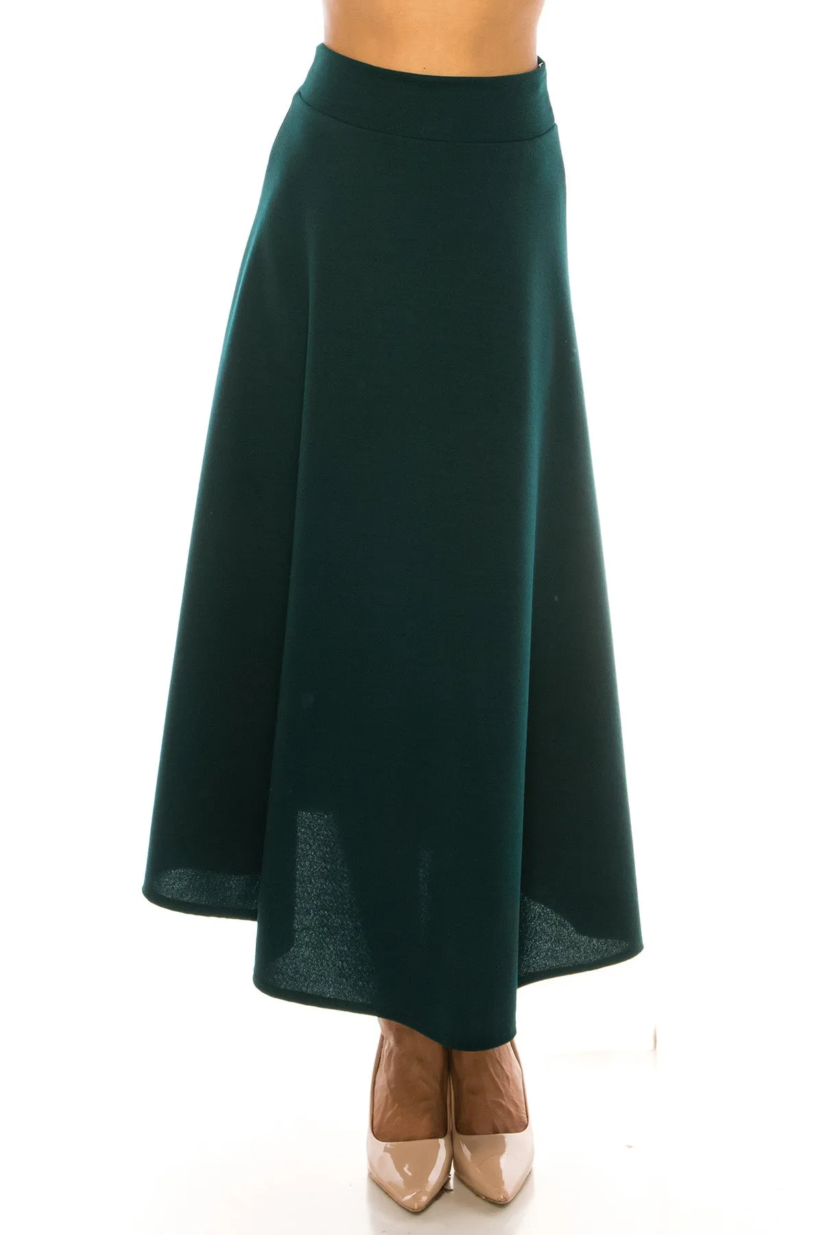 Casual Solid Flare A-line Long Skirt with Elastic Waistband S5001 $10Each