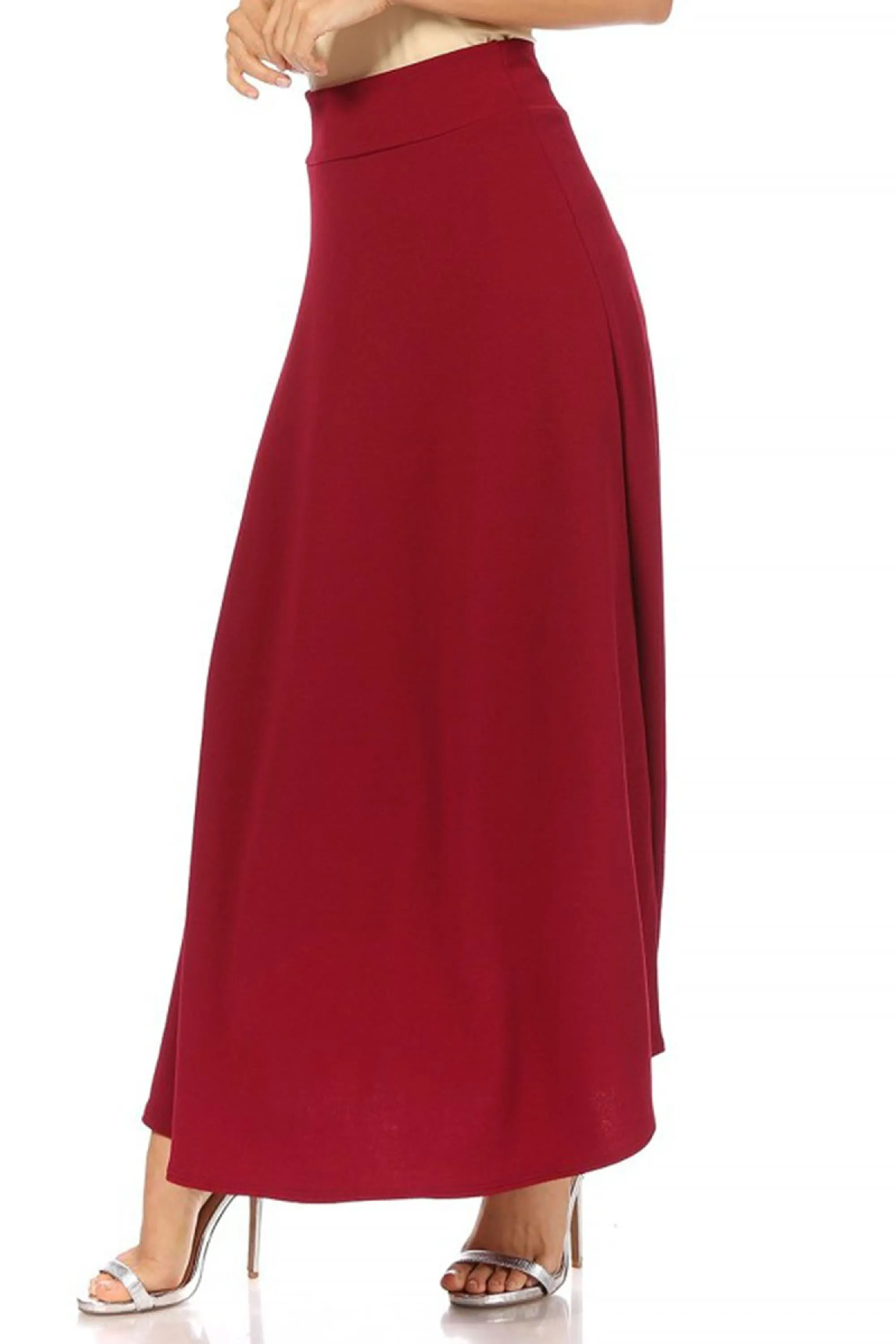 Casual Solid Flare A-line Long Skirt with Elastic Waistband S5001 $10Each