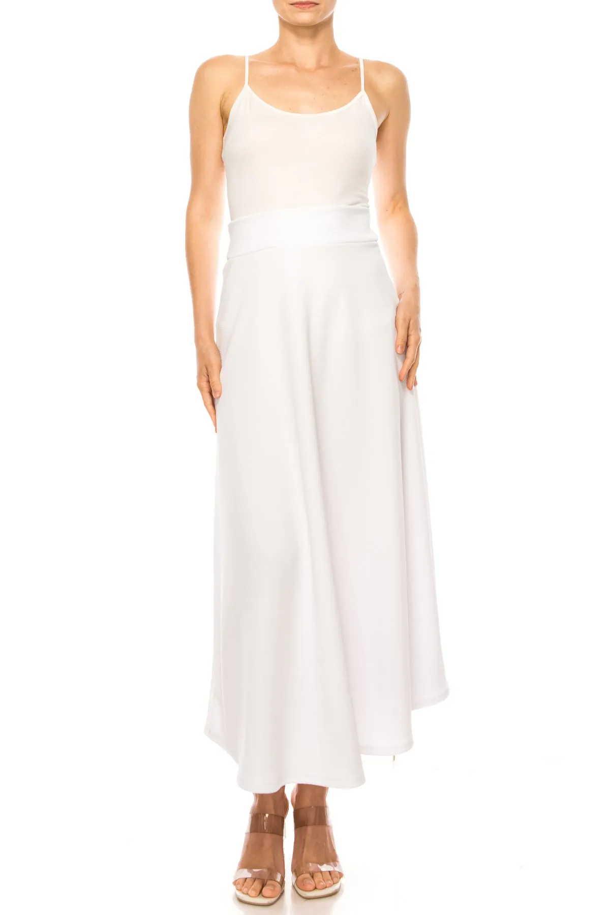 Casual Solid Flare A-line Long Skirt with Elastic Waistband S5001 $10Each