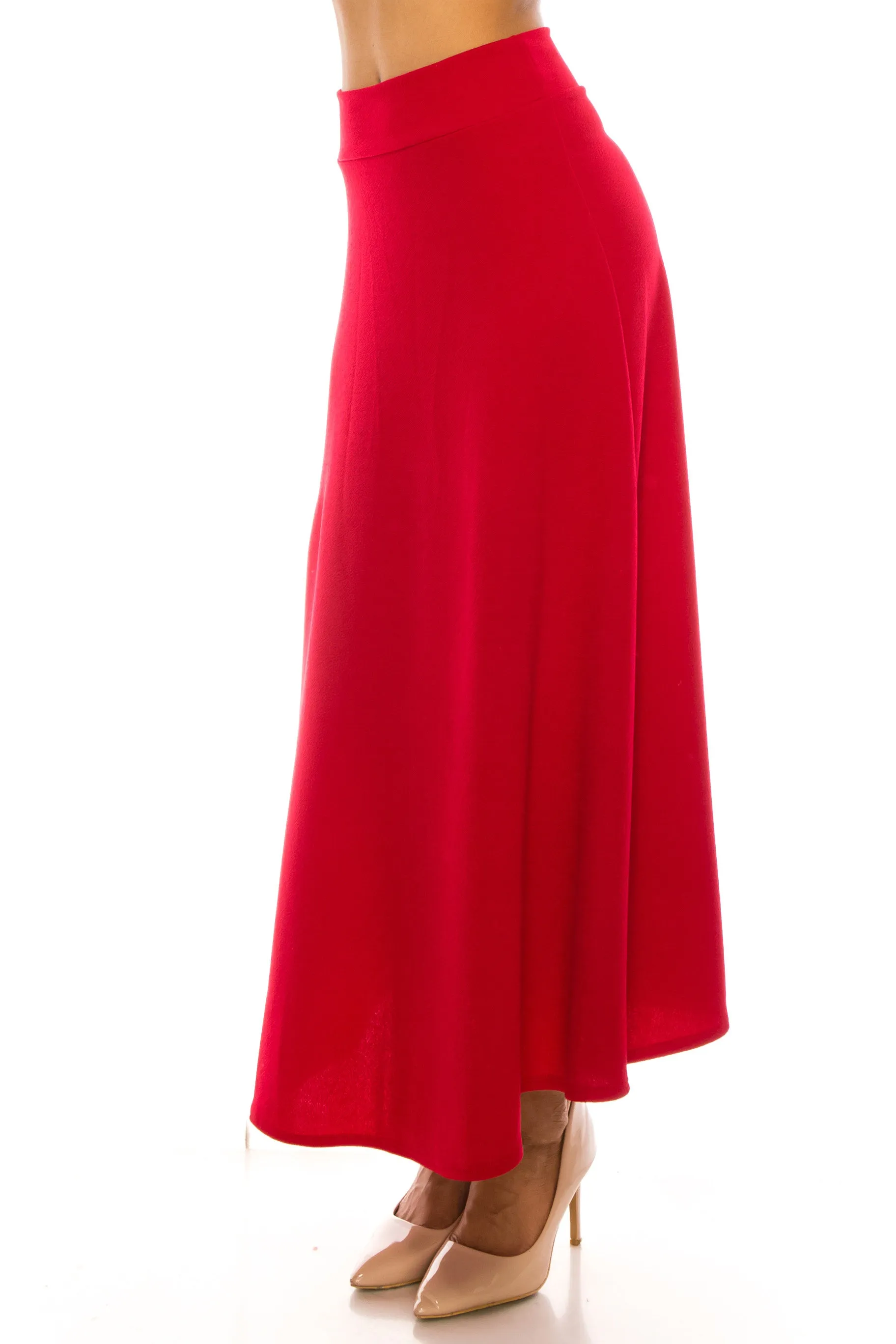Casual Solid Flare A-line Long Skirt with Elastic Waistband S5001 $10Each