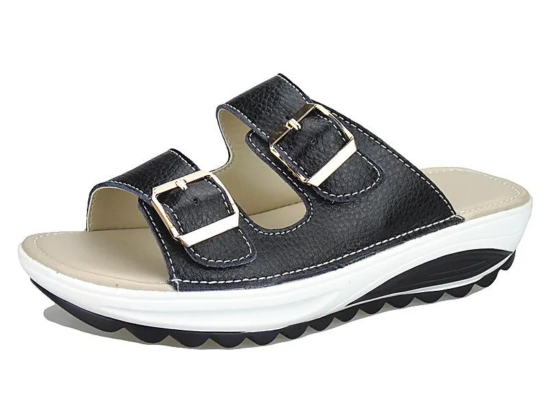 Casual women's sandals leather summer flats