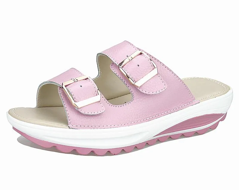 Casual women's sandals leather summer flats
