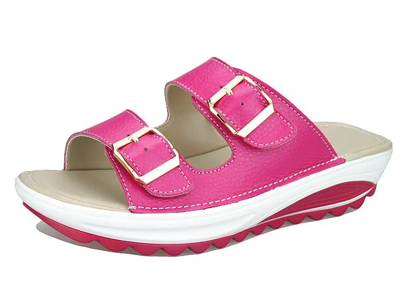 Casual women's sandals leather summer flats