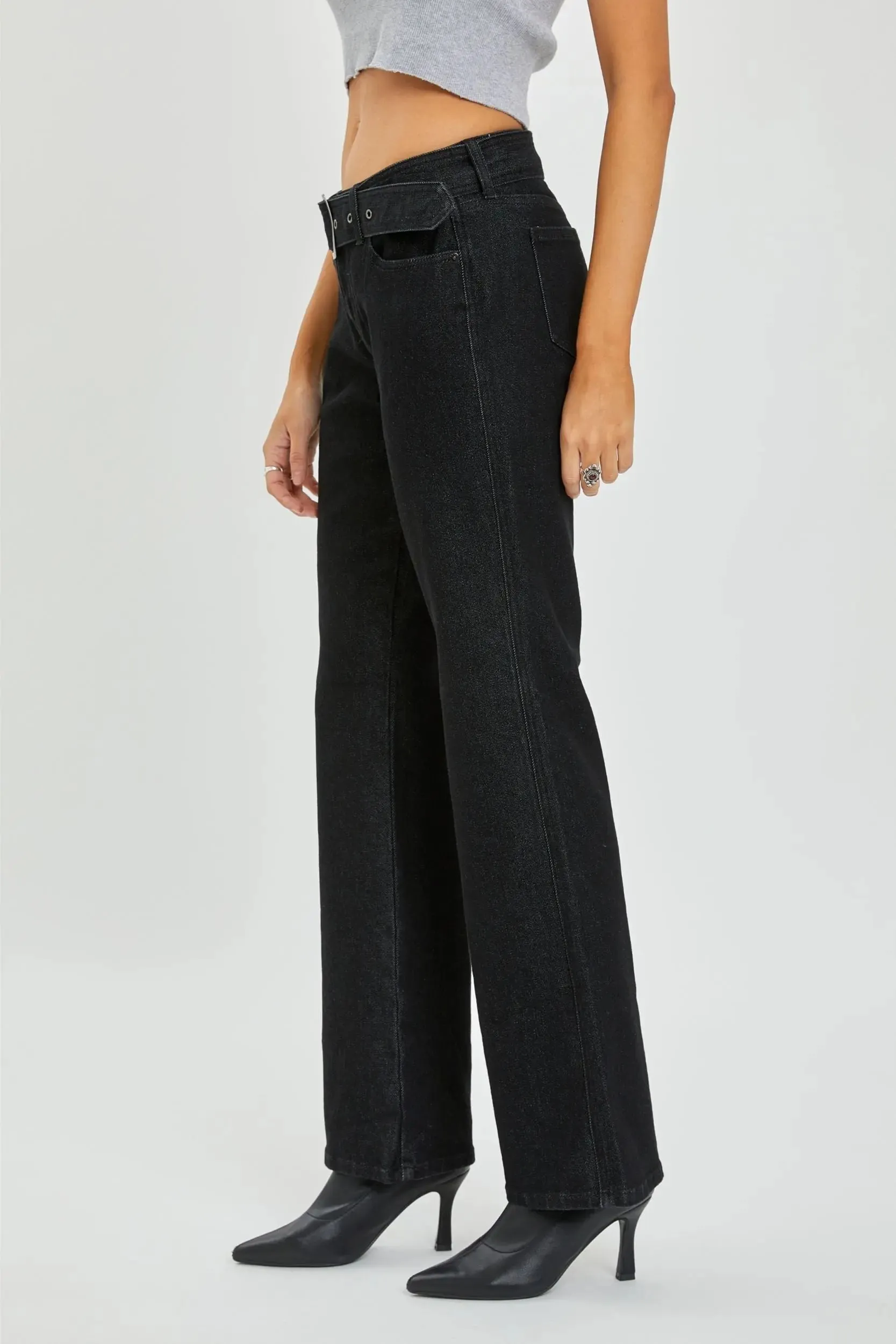 Cello Jeans Bella Mid Rise Bootcut Jeans with Belt – Timeless Denim with a Modern Twist