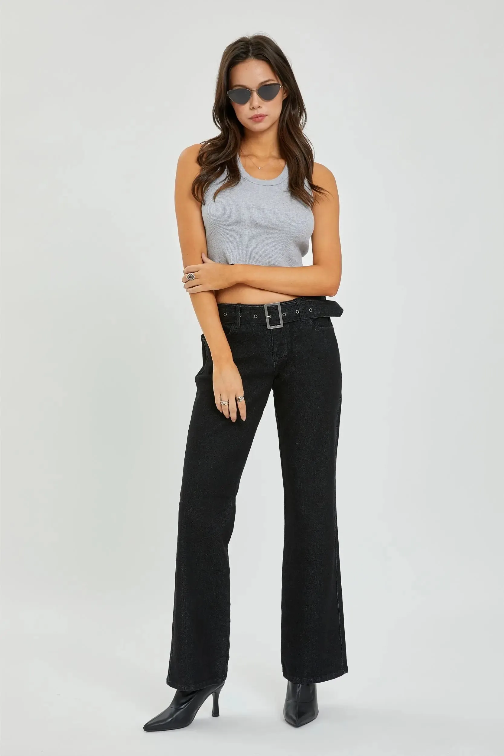 Cello Jeans Bella Mid Rise Bootcut Jeans with Belt – Timeless Denim with a Modern Twist