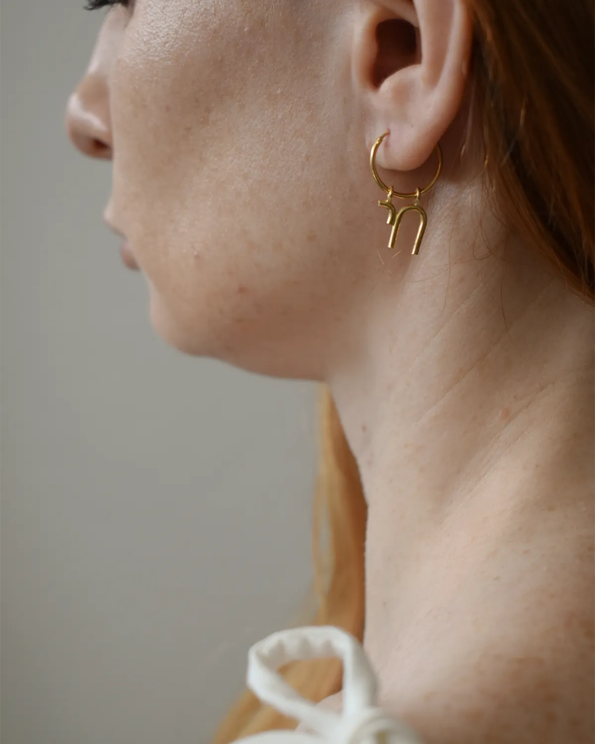 Chai Hoop 14k Gold Earring